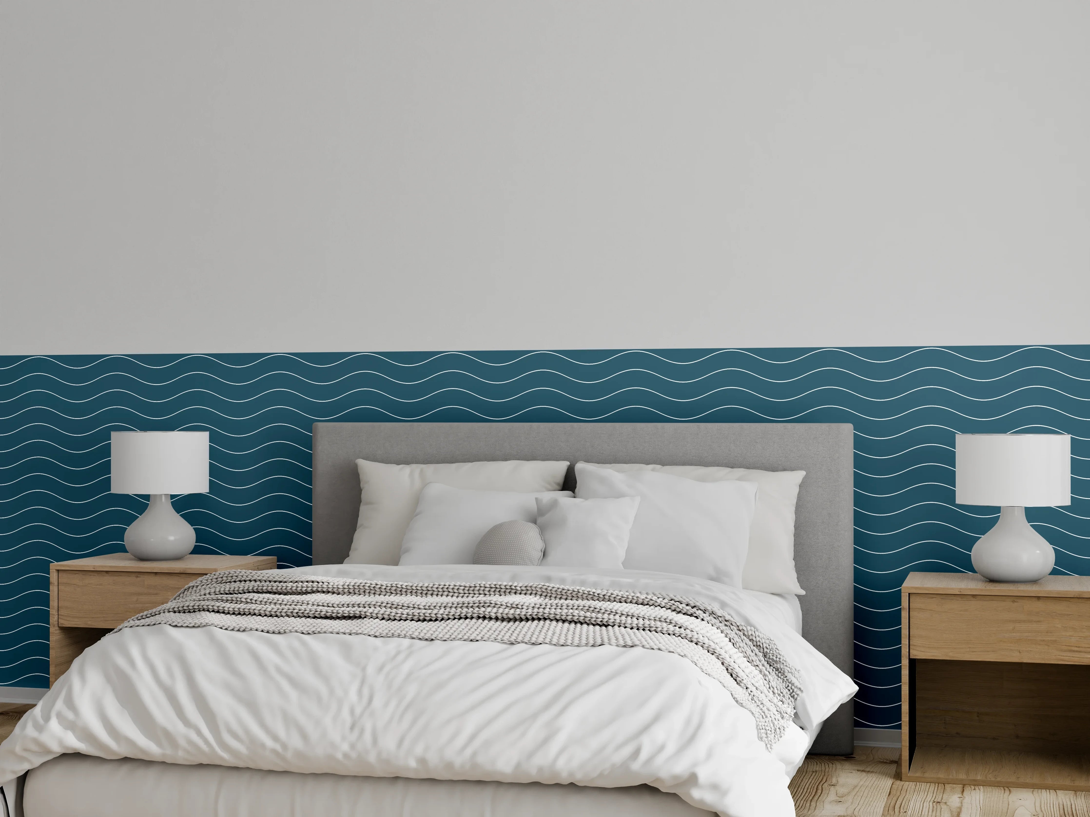 Wandverkleidung Schlafzimmer - Grauweiße Wasserwellen
