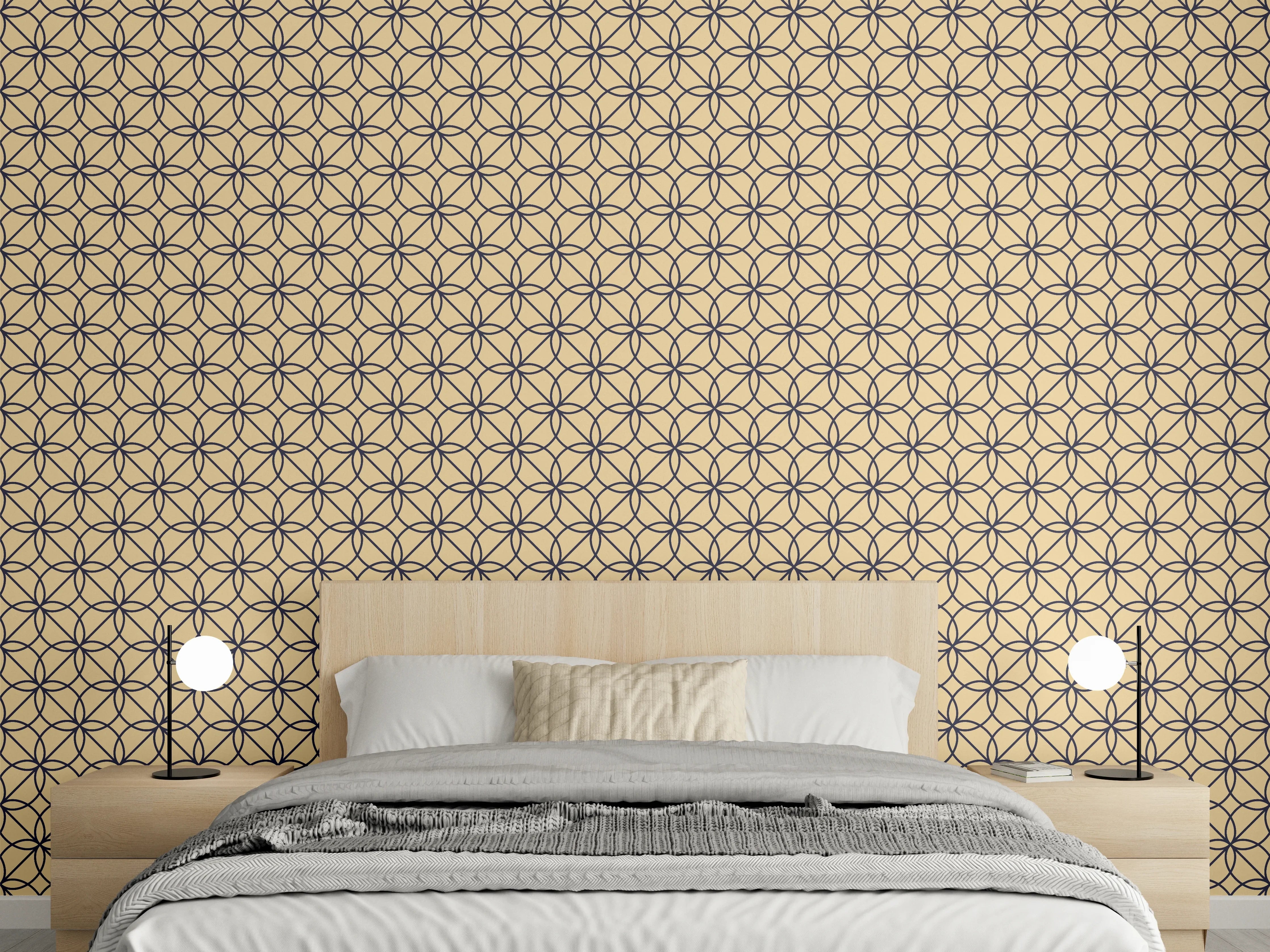 Wandverkleidung Schlafzimmer - Grauweißes Retro-Design mit Muster
