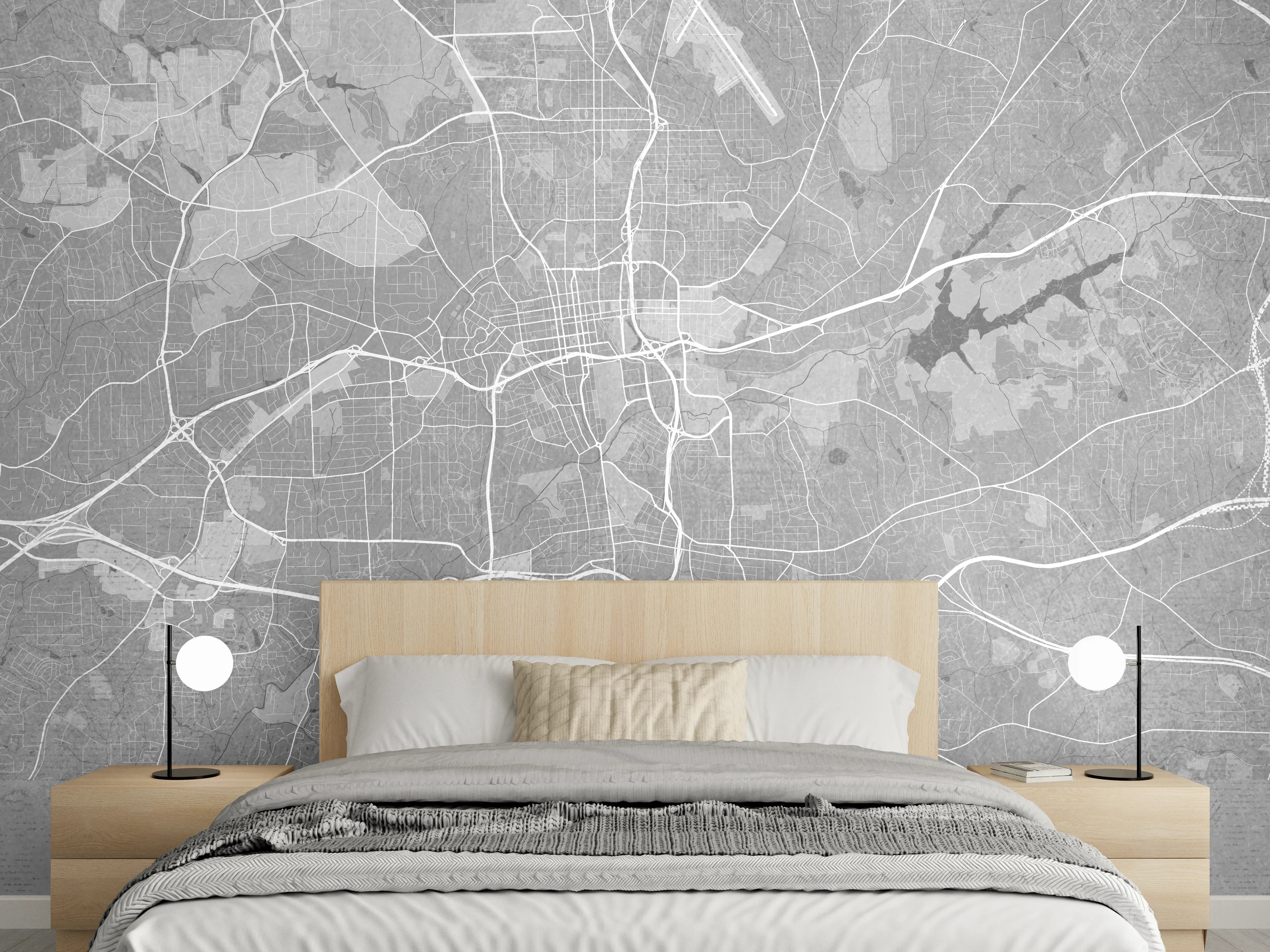 Wandverkleidung Schlafzimmer - Gray Vintage Winston Salem Map