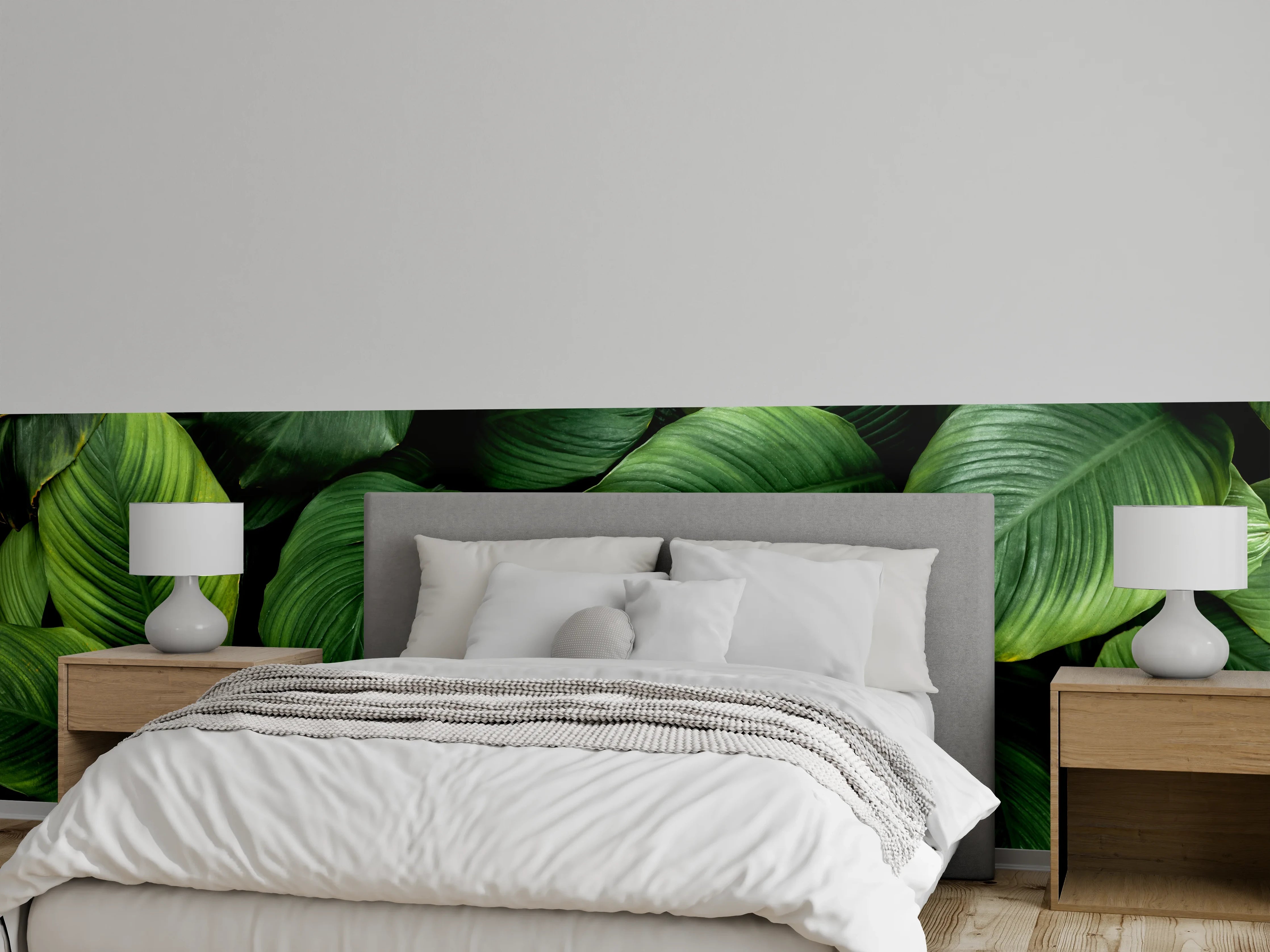 Wandverkleidung Schlafzimmer - Große grüne Blätter