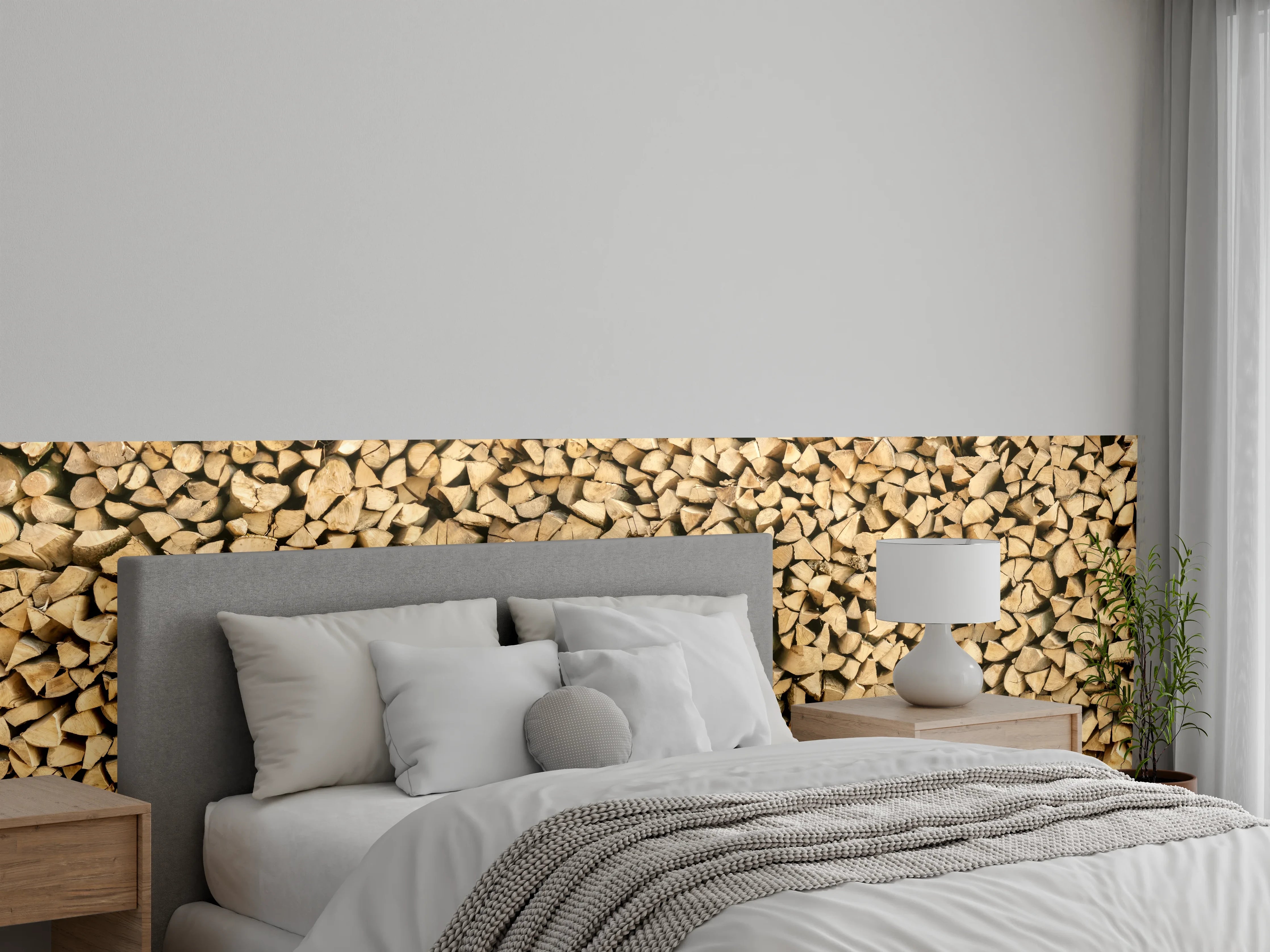 Wandverkleidung Schlafzimmer - Großer Haufen Holzscheite