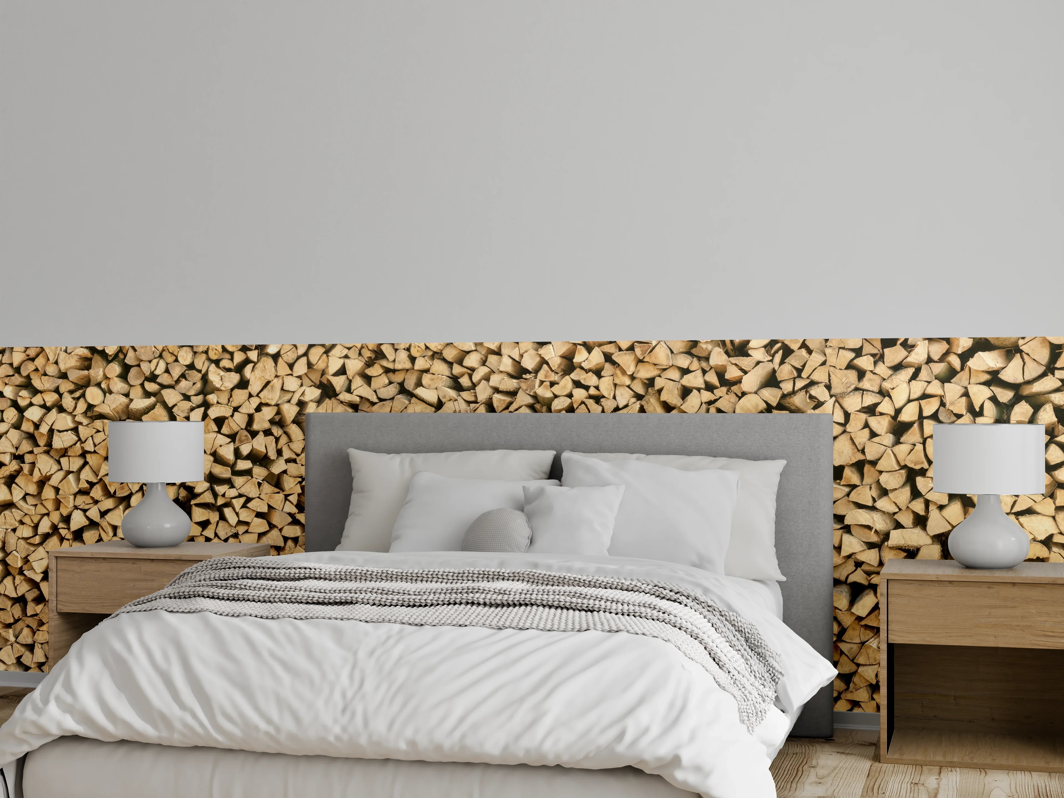 Wandverkleidung Schlafzimmer - Großer Haufen Holzscheite