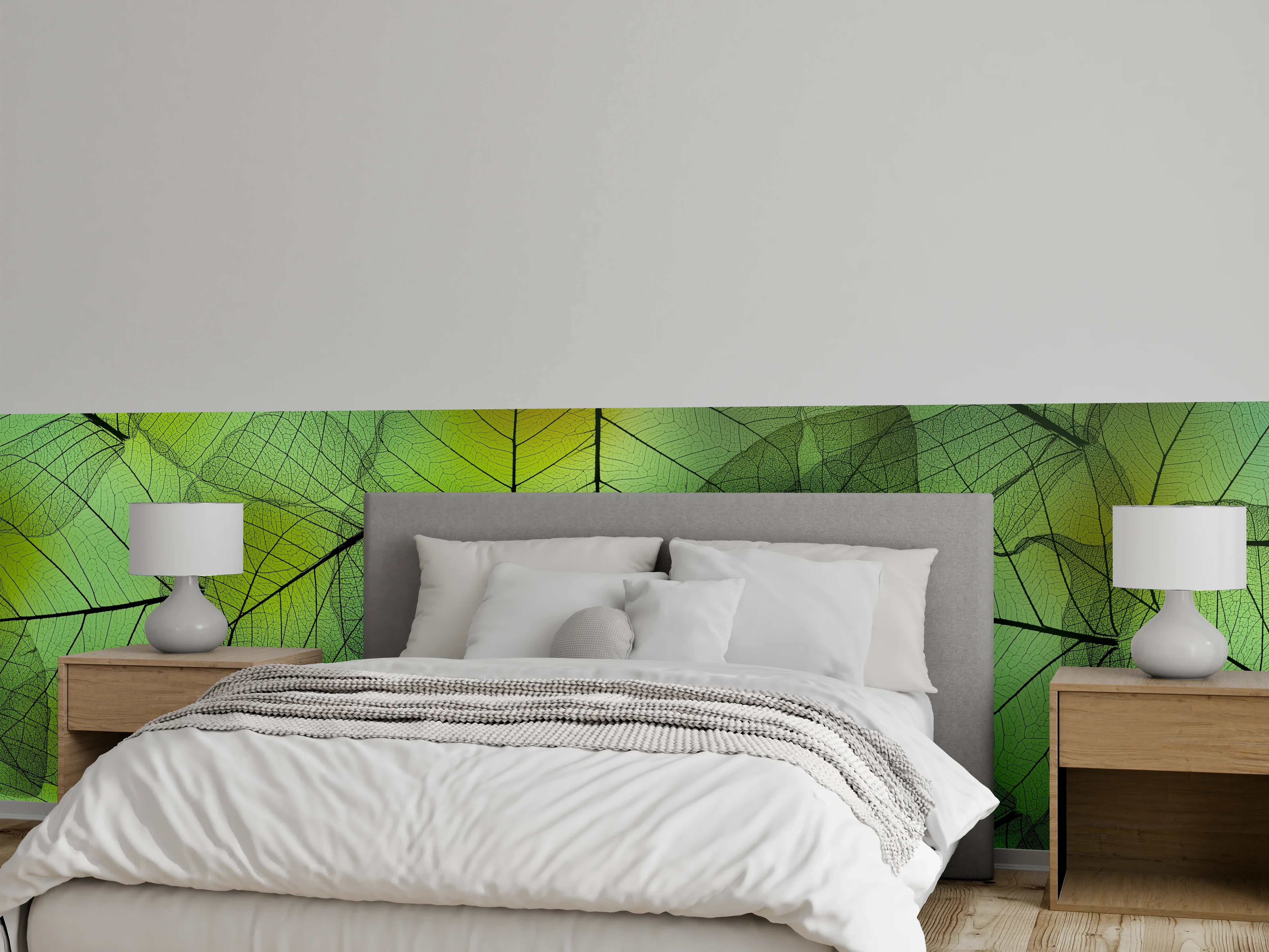Wandverkleidung Schlafzimmer - Grün-Gelbe Blattstruktur Makro