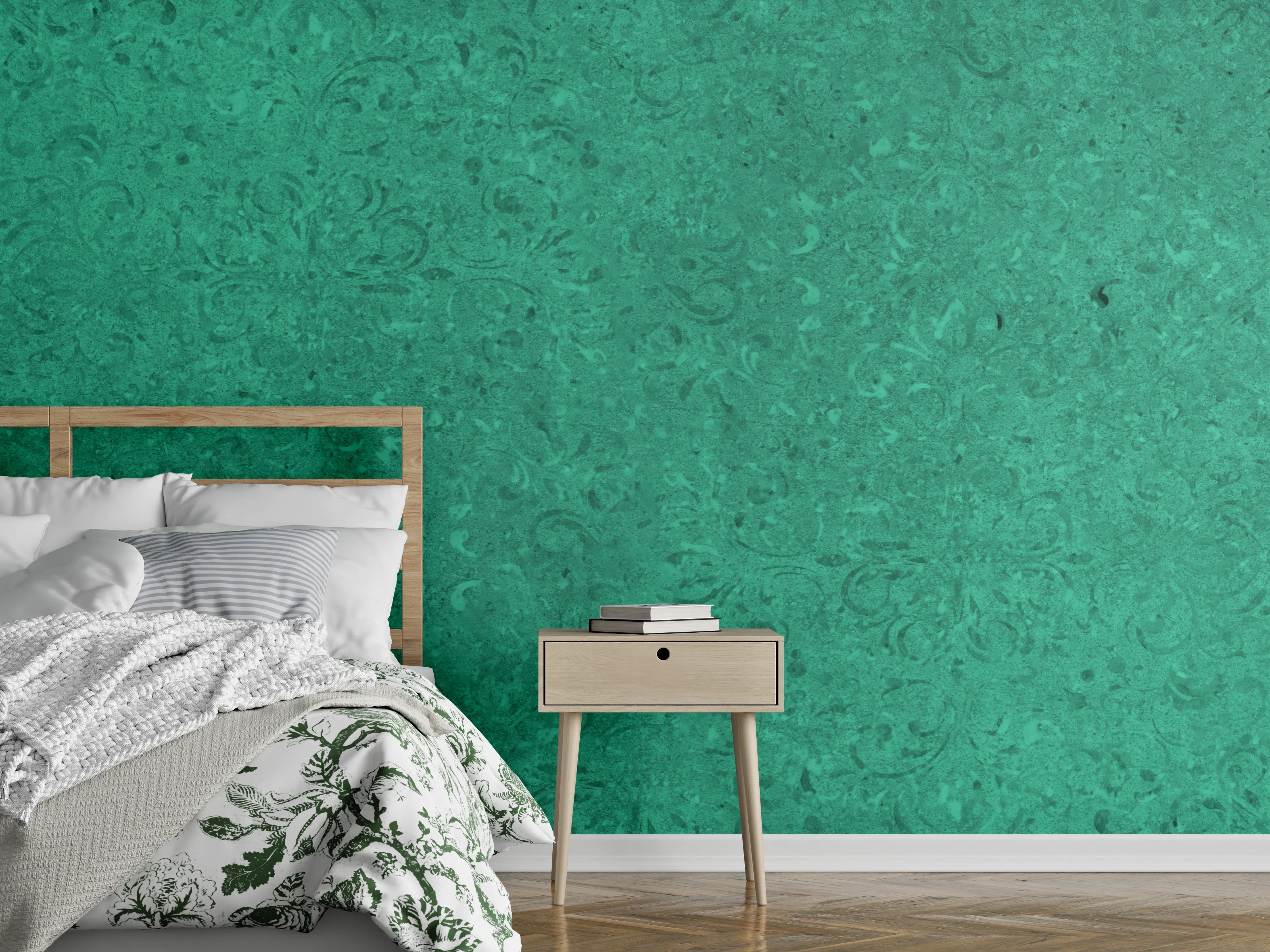 Wandverkleidung Schlafzimmer - Grün Vintage Wandtextur