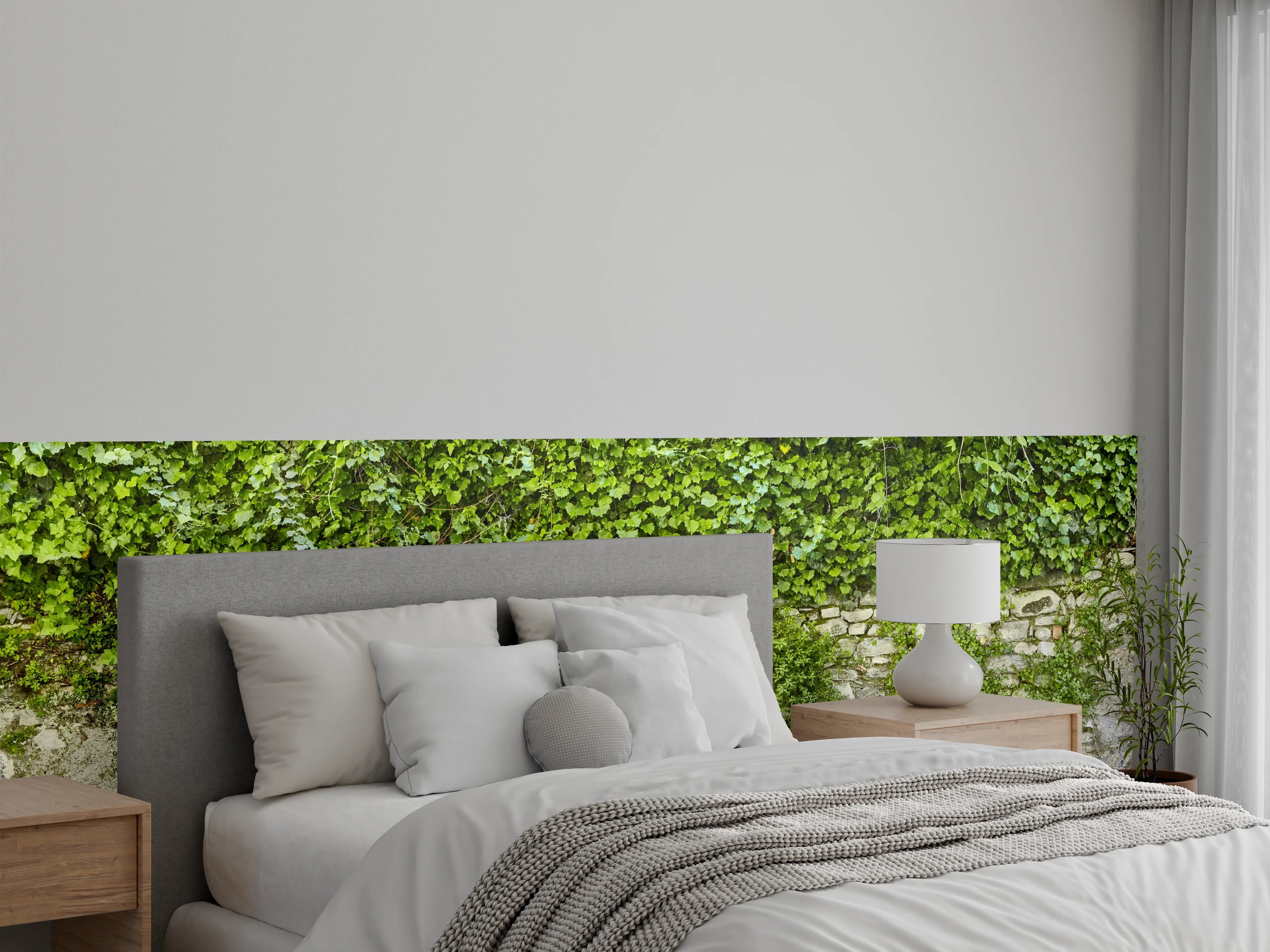 Wandverkleidung Schlafzimmer - Grün überwucherte Burgmauer