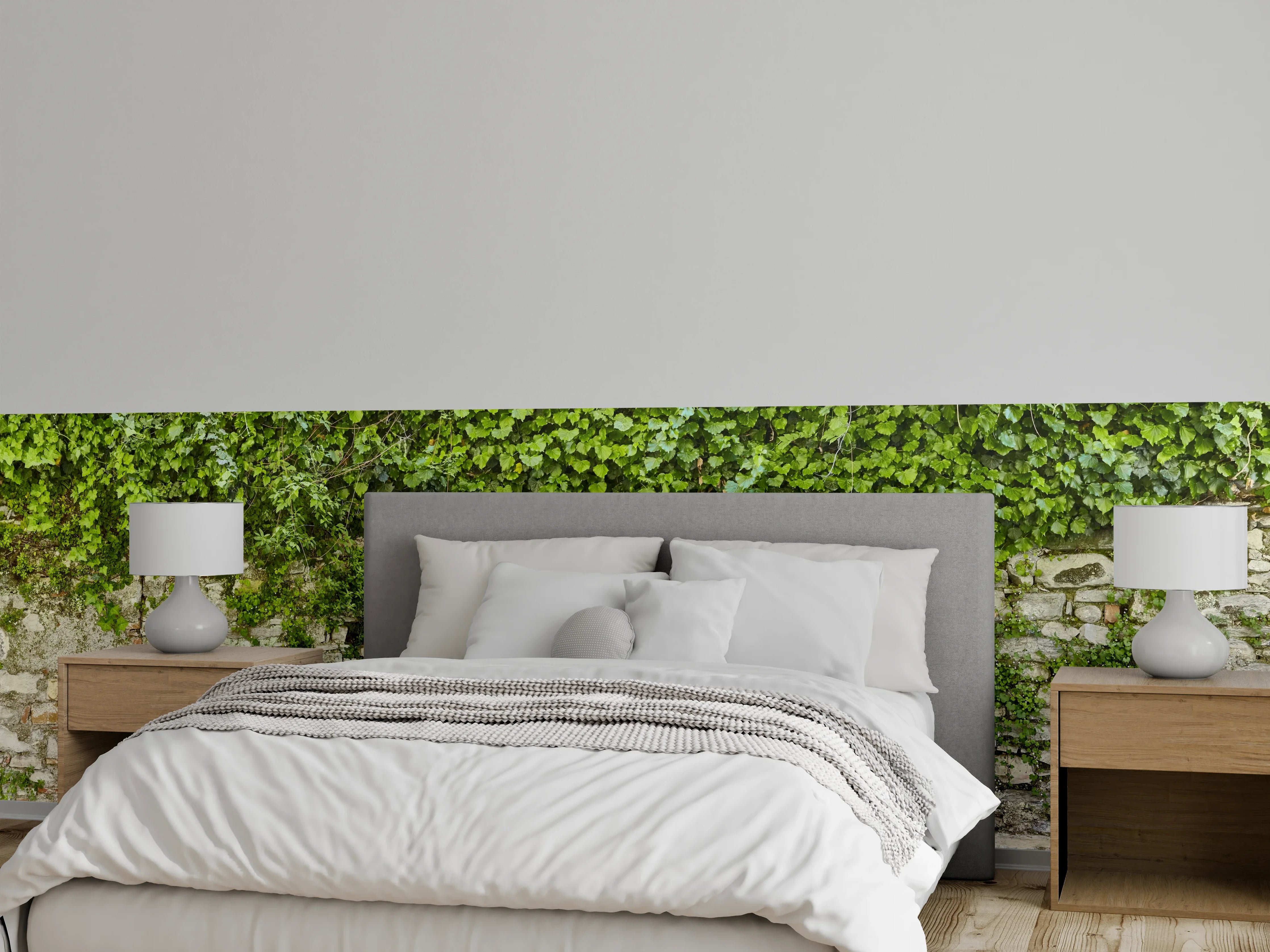 Wandverkleidung Schlafzimmer - Grün überwucherte Burgmauer