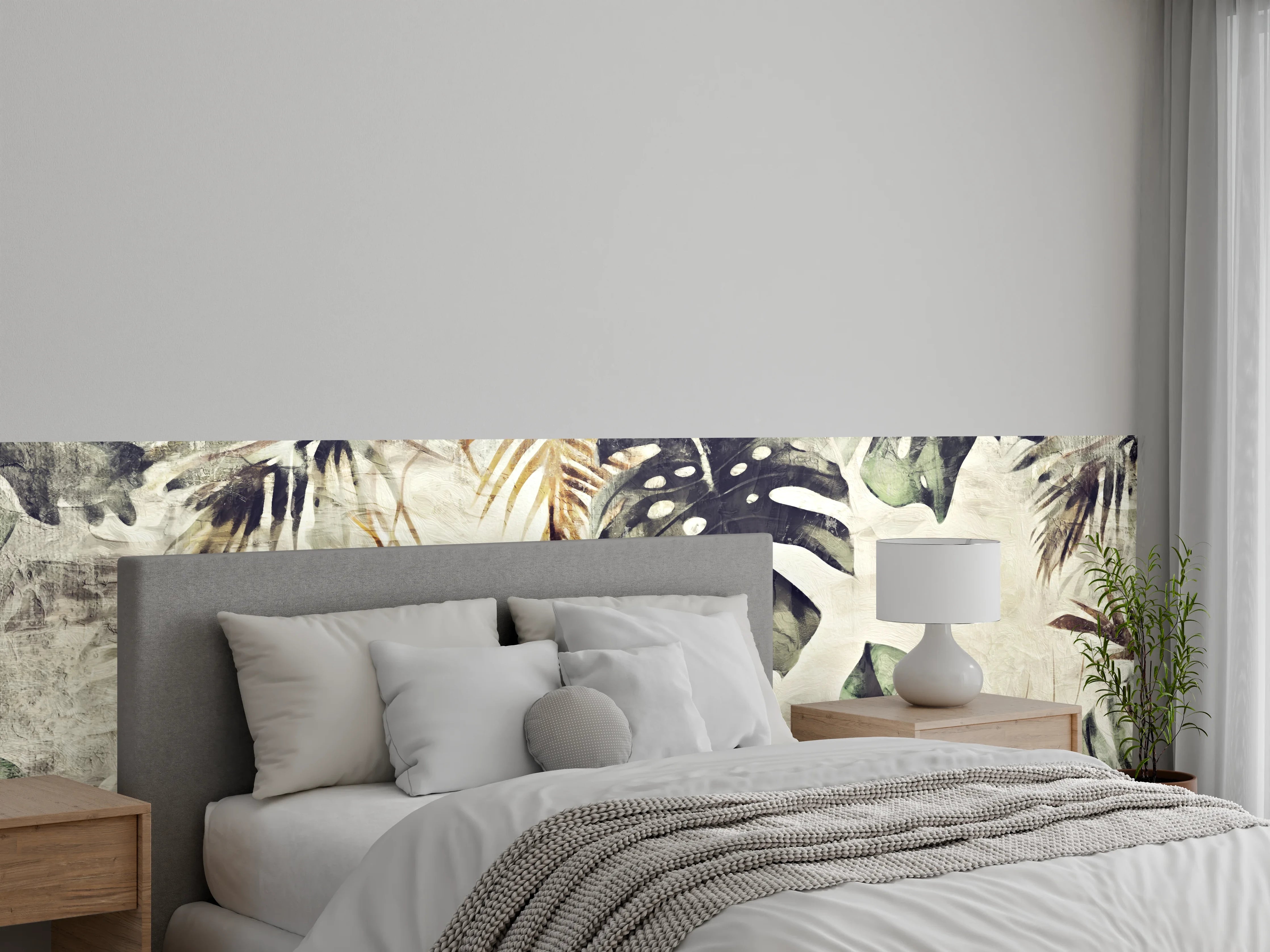 Wandverkleidung Schlafzimmer - Grüne Blätter und Pflanzendetails