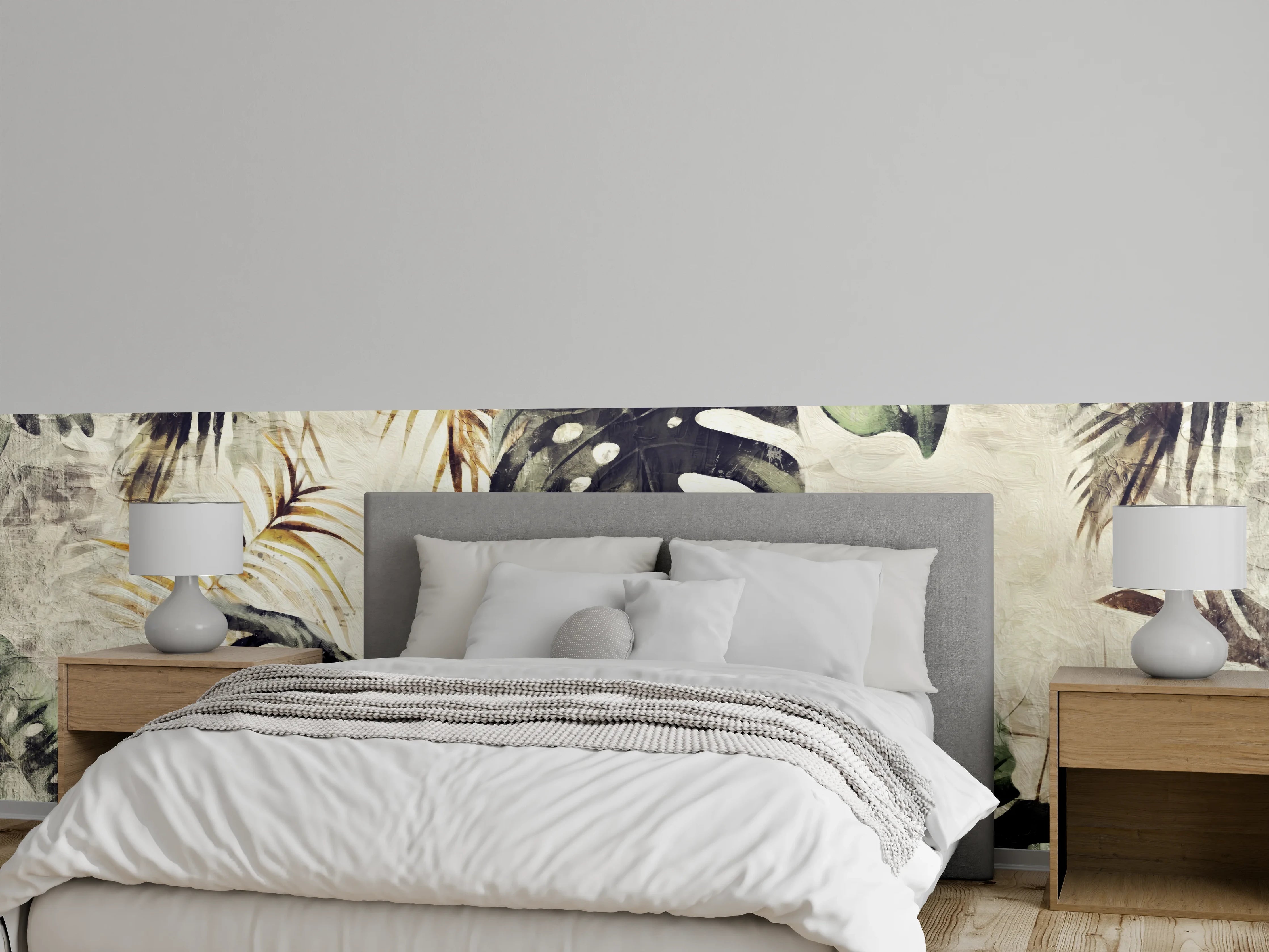 Wandverkleidung Schlafzimmer - Grüne Blätter und Pflanzendetails