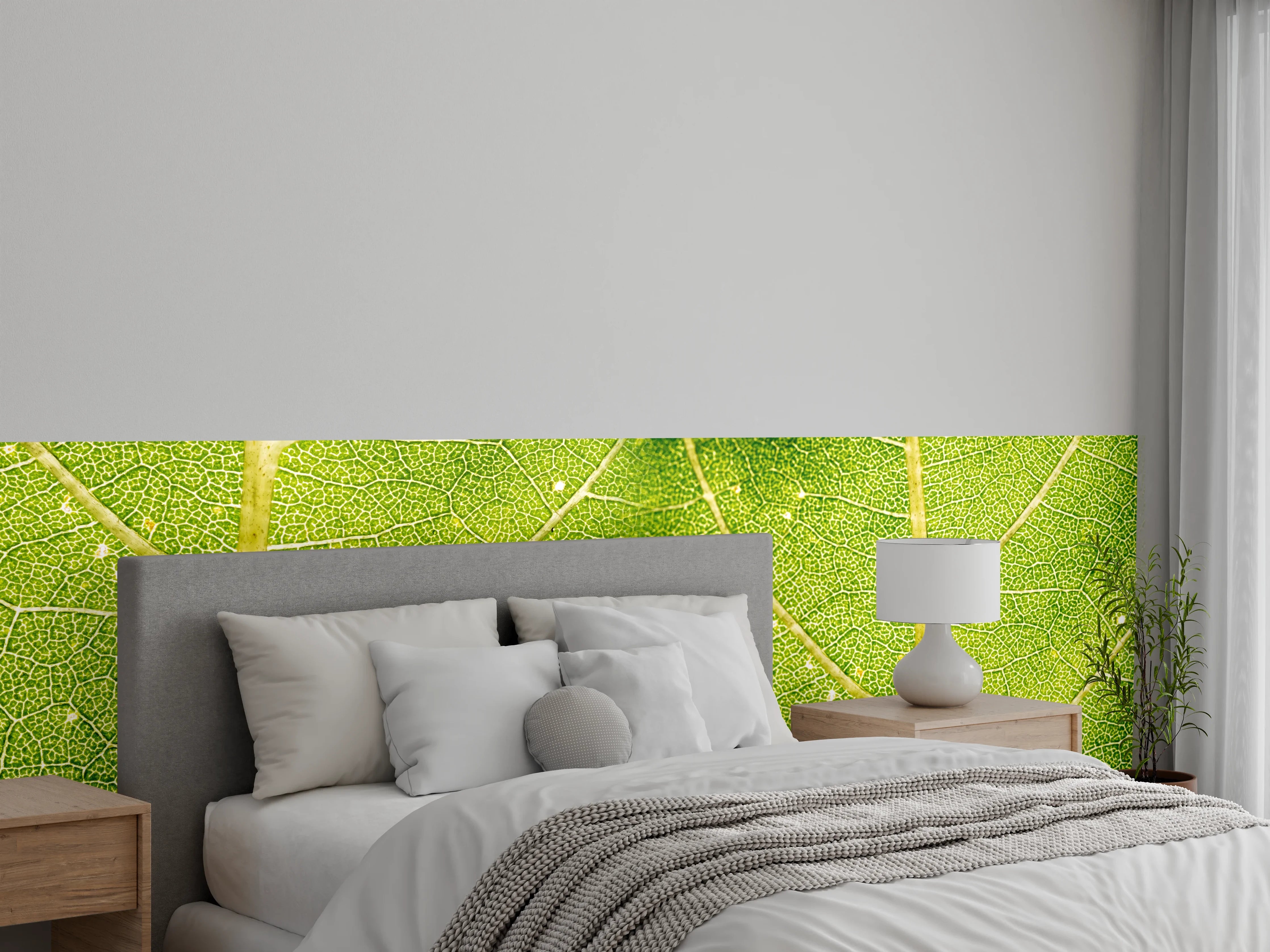 Wandverkleidung Schlafzimmer - Grüne Blattstruktur Nahaufnahme