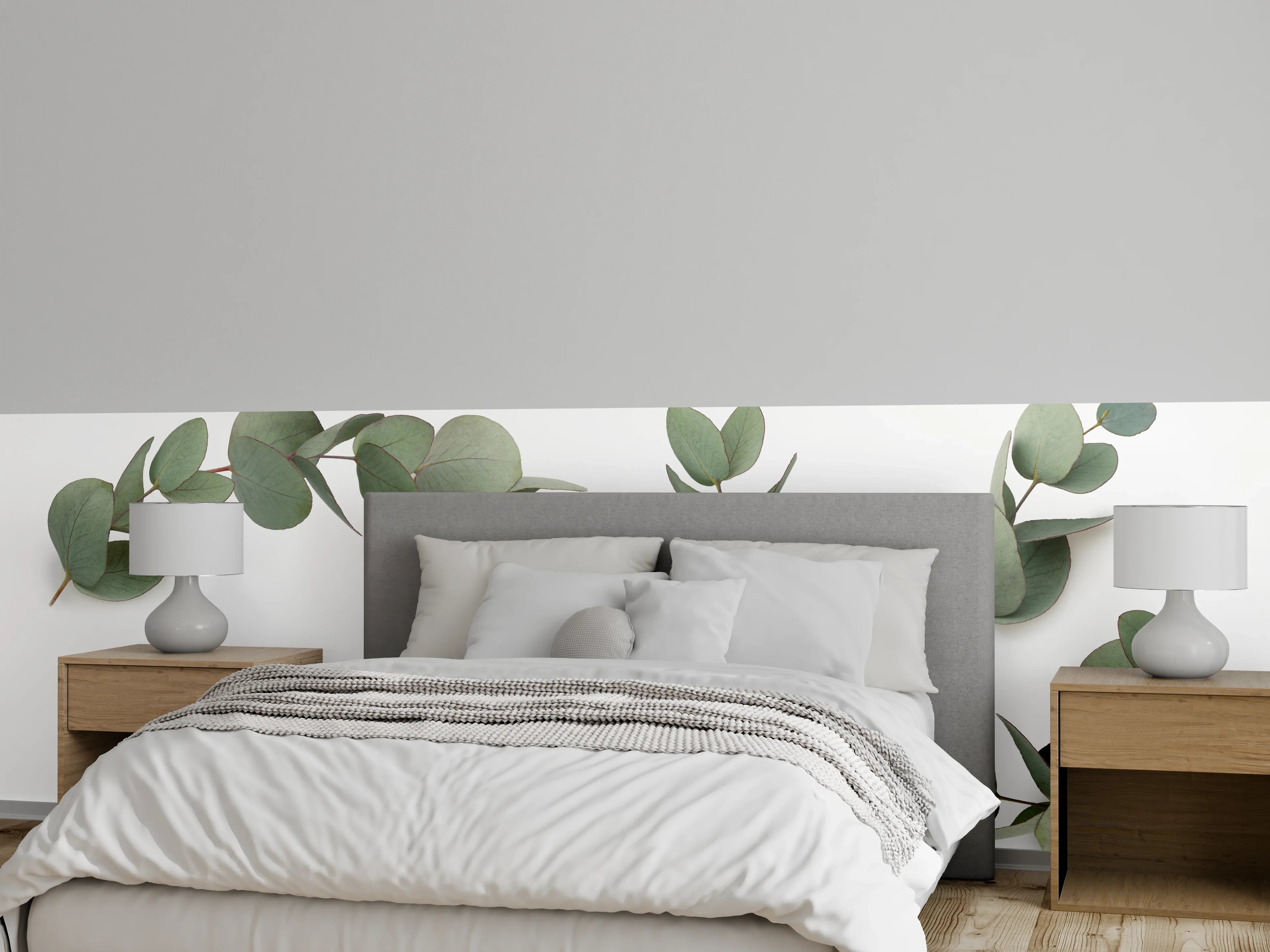 Wandverkleidung Schlafzimmer - Grüne Eukalyptus Blätter
