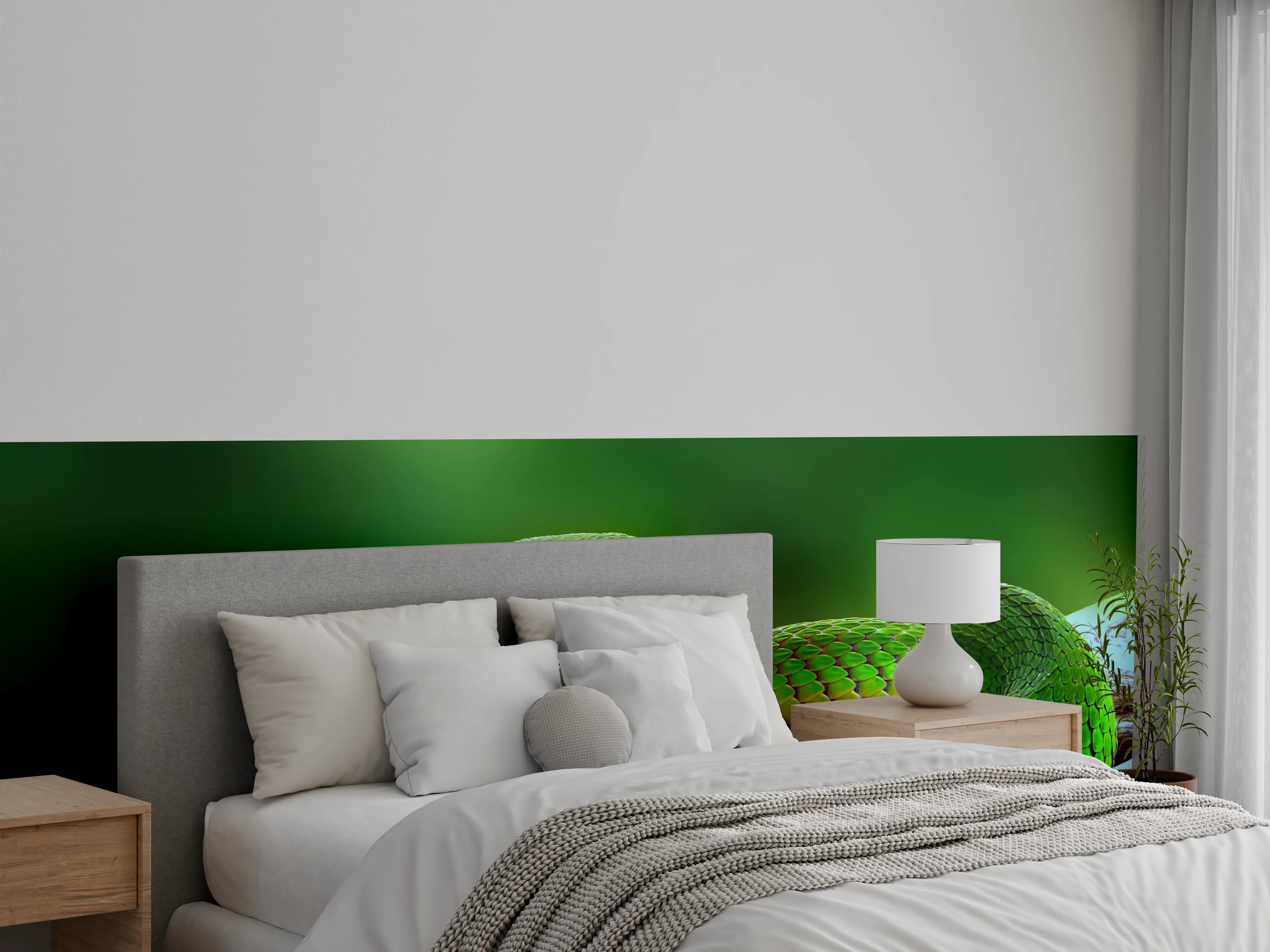 Wandverkleidung Schlafzimmer - Grüne Inselvipernatter