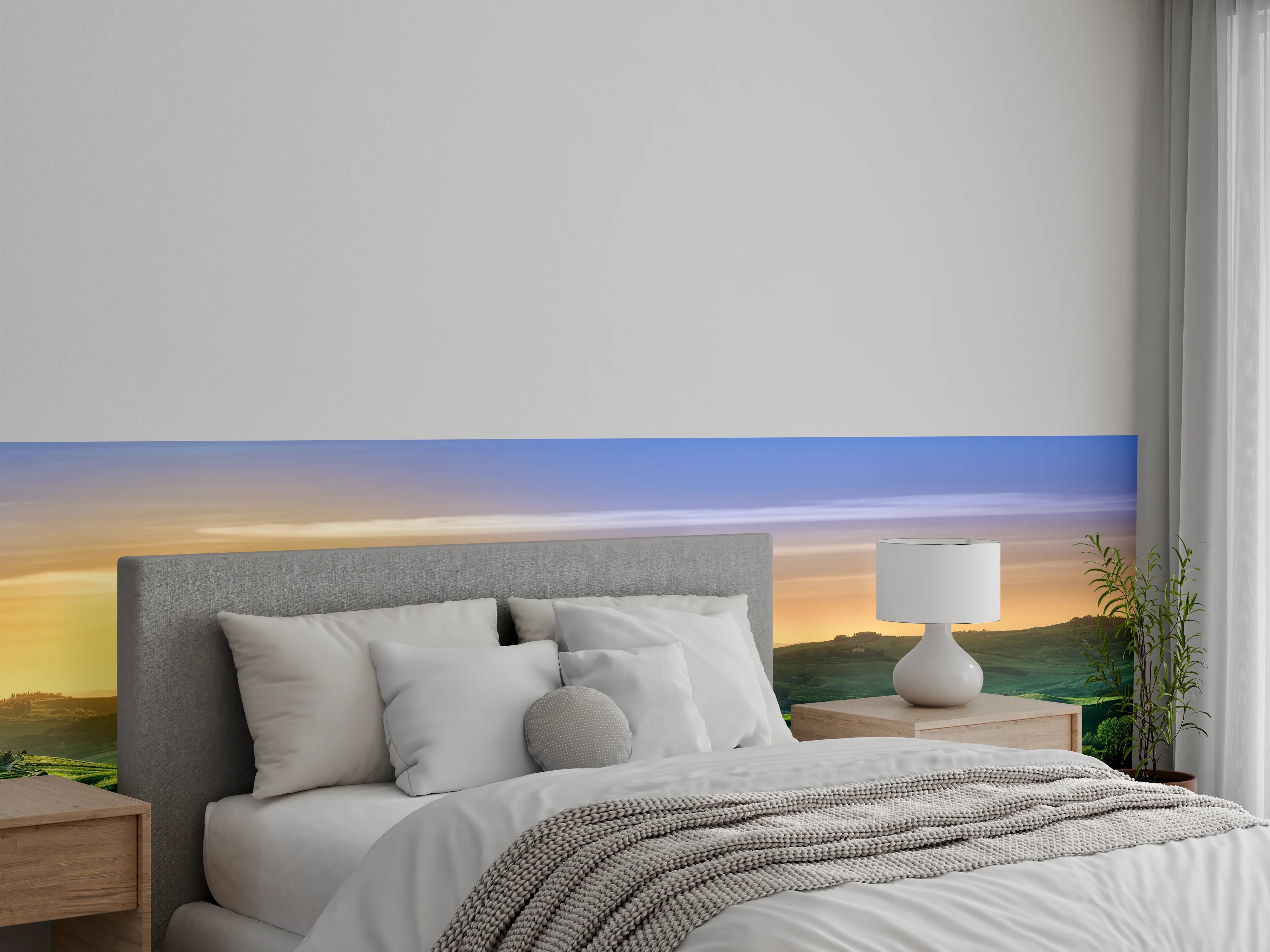 Wandverkleidung Schlafzimmer - Grüne Toskana Panorama