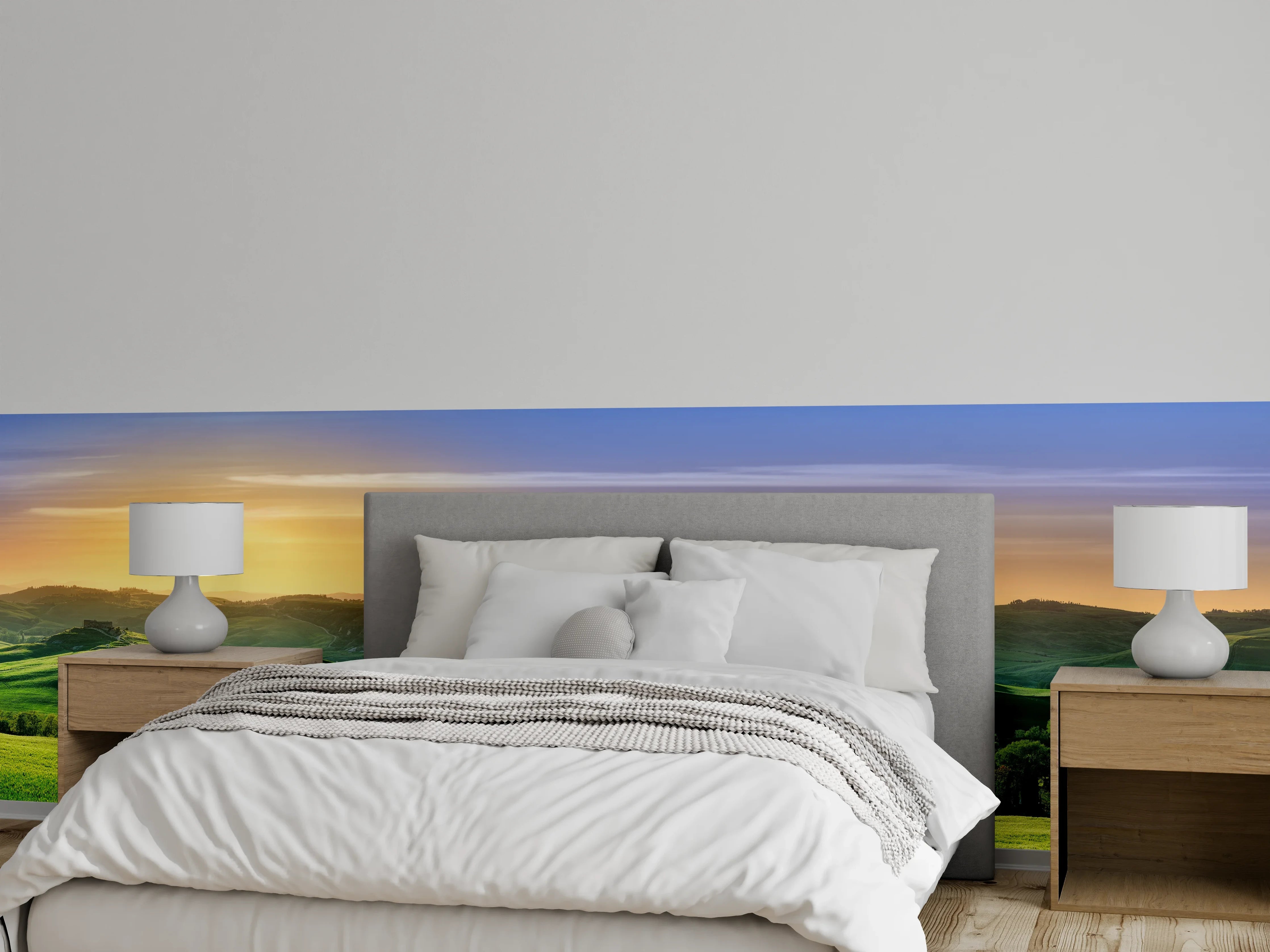 Wandverkleidung Schlafzimmer - Grüne Toskana Panorama