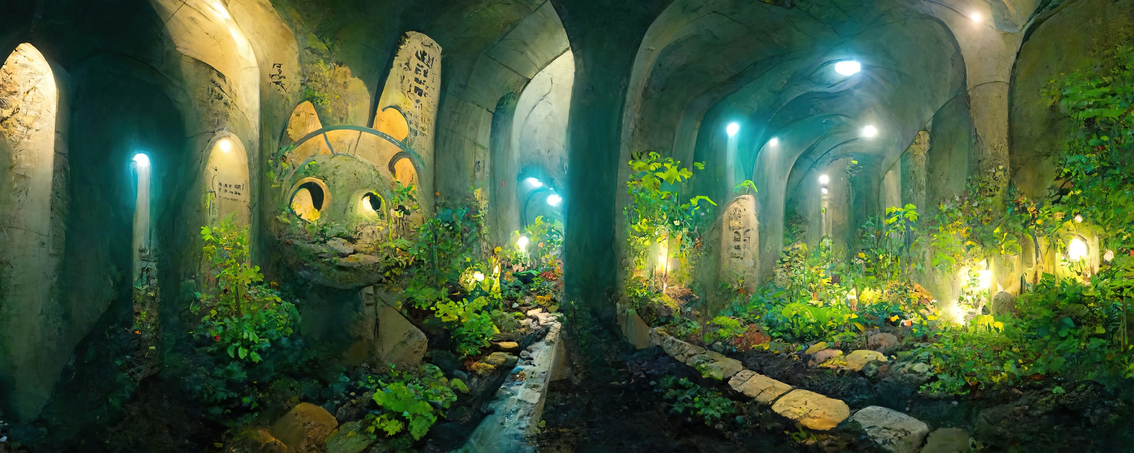 Wandverkleidung Schlafzimmer-Grüner Wald im Tunnel
