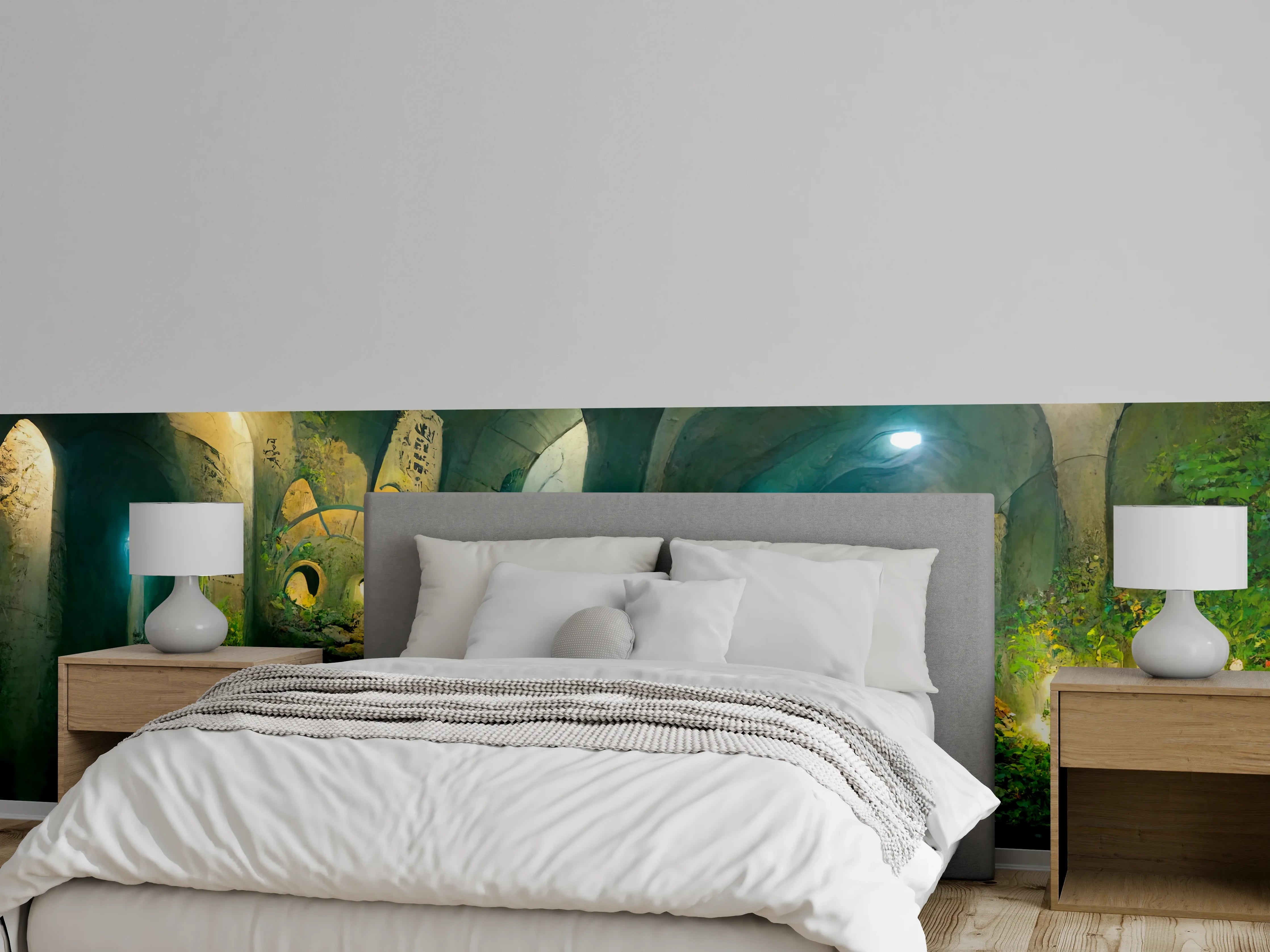Wandverkleidung Schlafzimmer - Grüner Wald im Tunnel