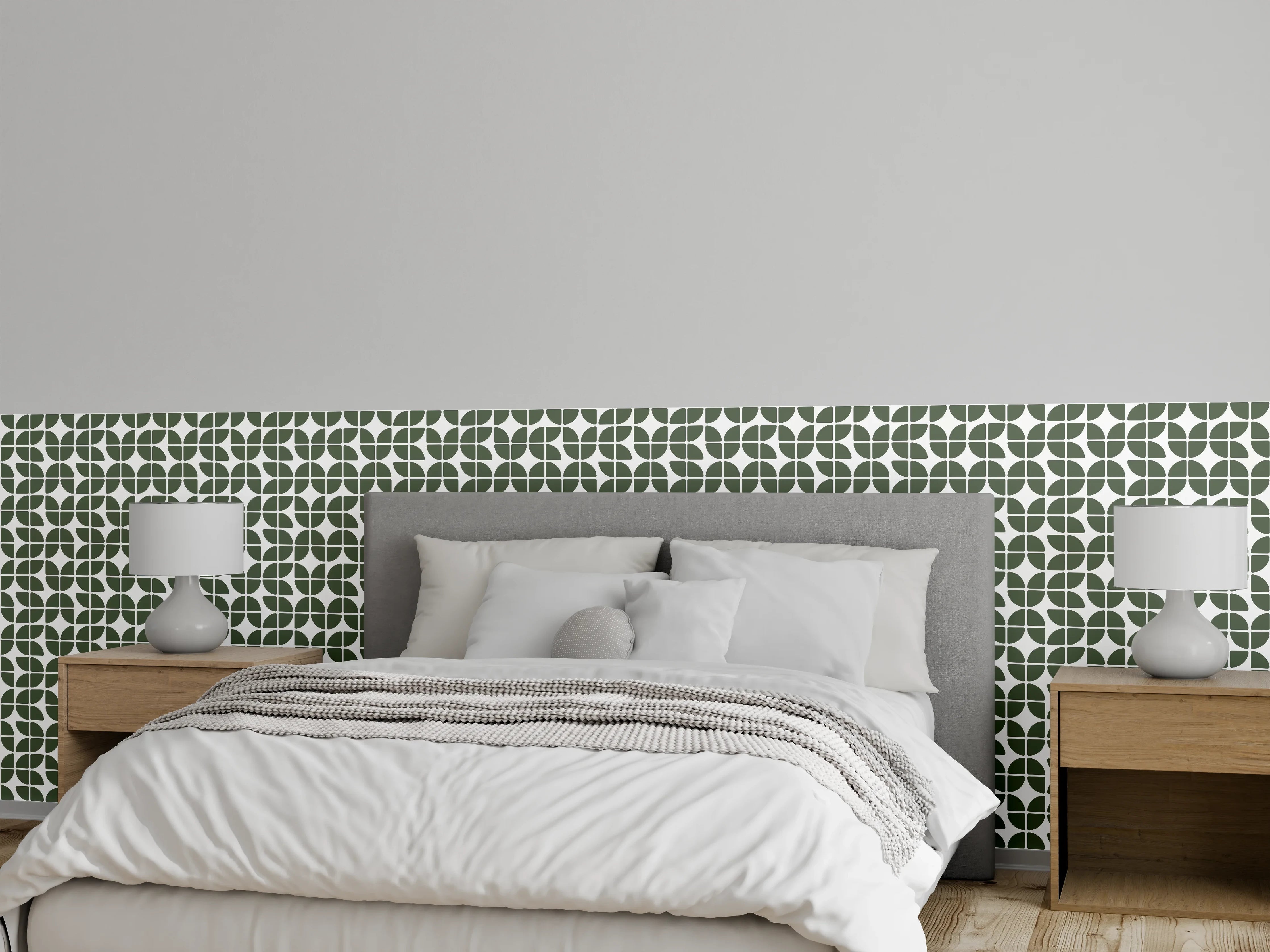 Wandverkleidung Schlafzimmer - Grünes geometrisches Fliesenmuster