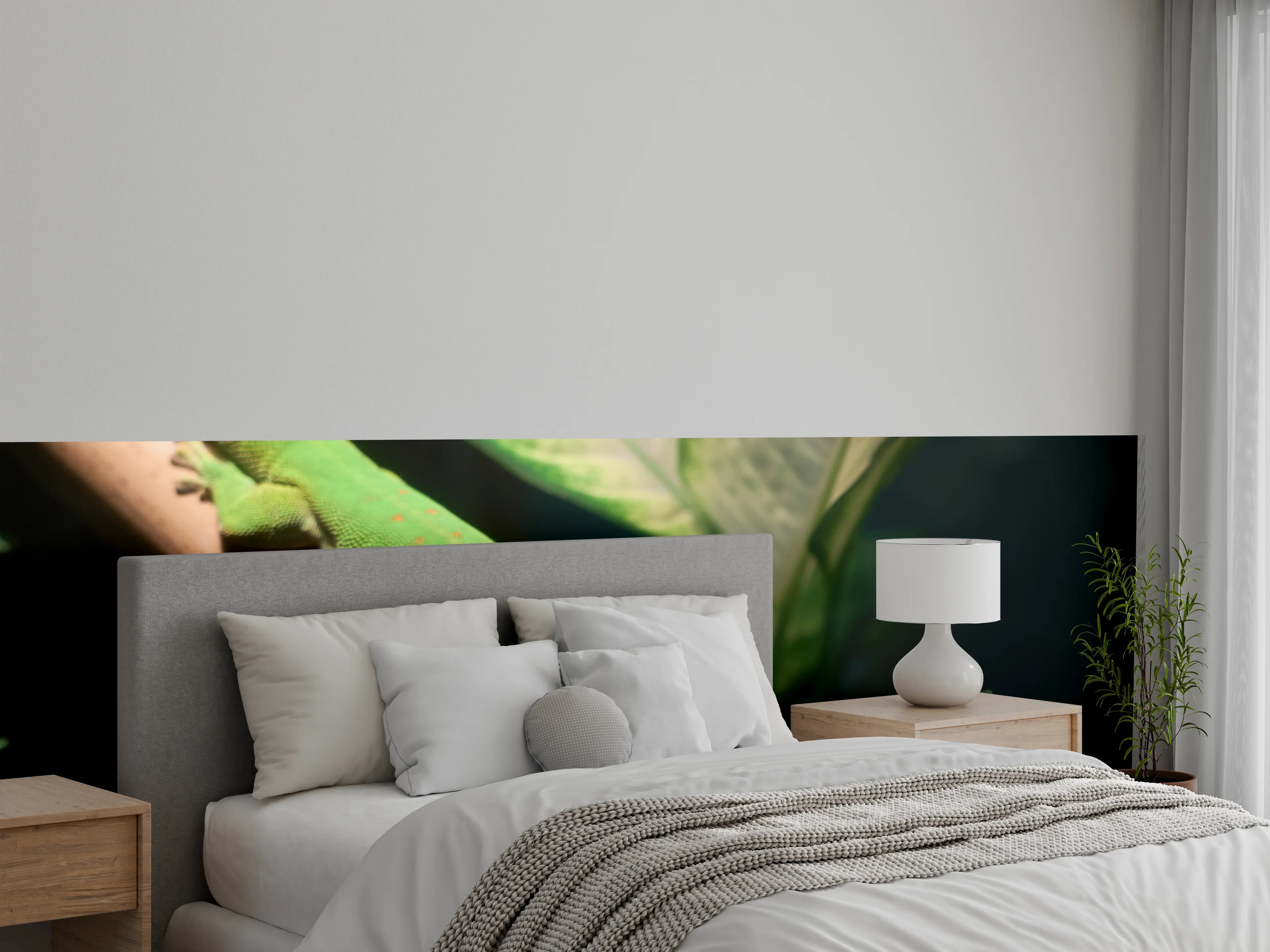 Wandverkleidung Schlafzimmer - Grünliche Eidechse