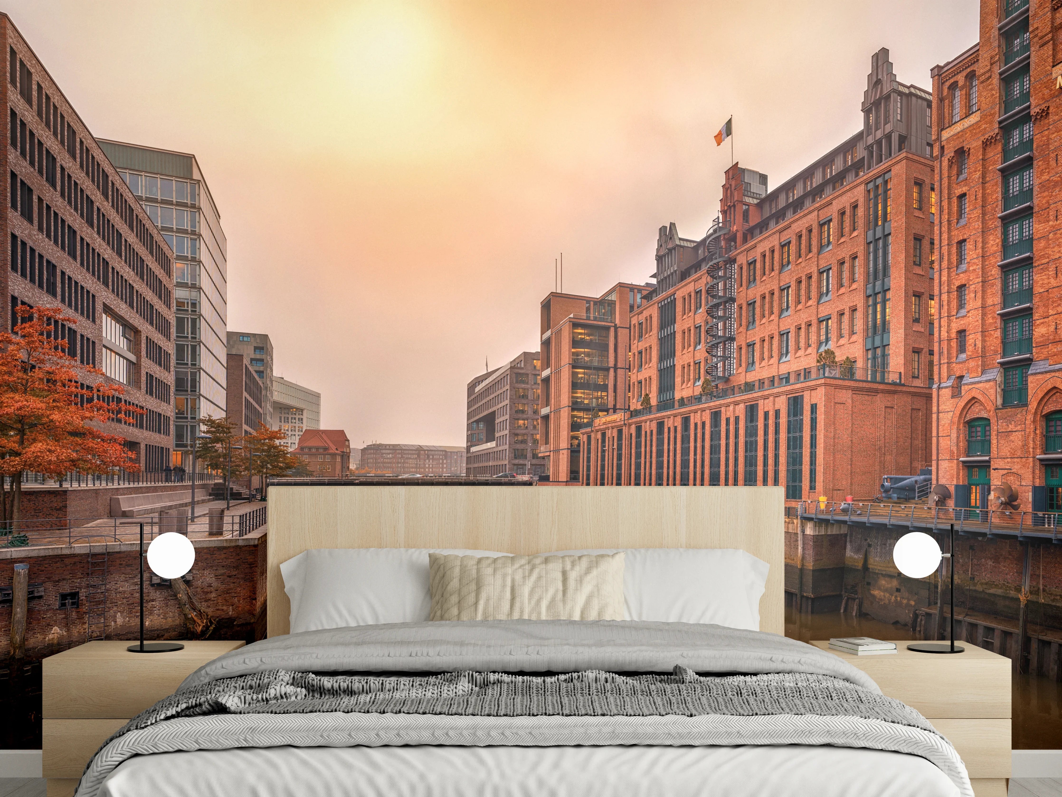 Wandverkleidung Schlafzimmer - Hamburg bei Sonnenuntergang