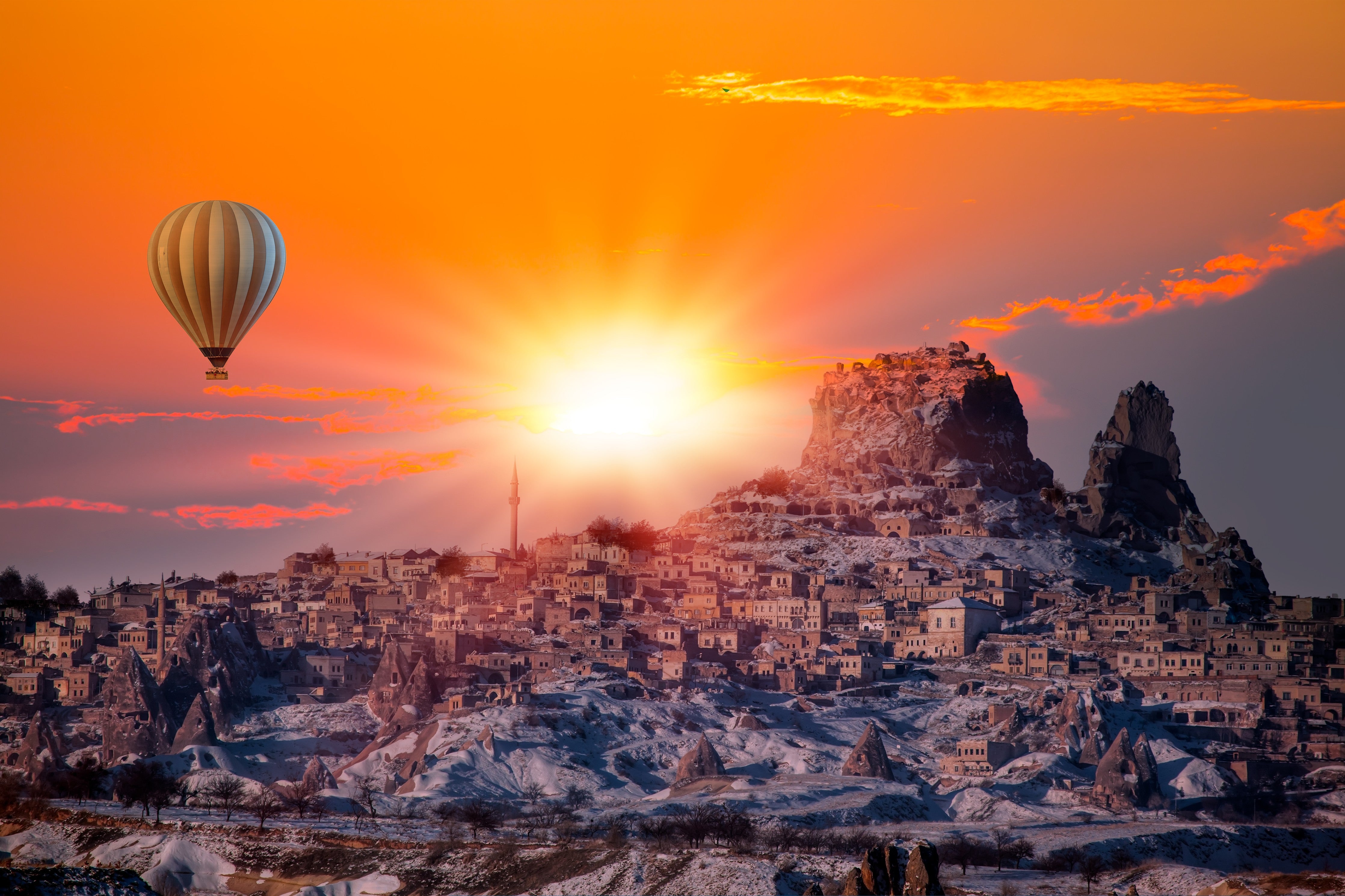 Wandverkleidung Schlafzimmer-Heißluftballon bei Sonnenaufgang über Kappadokien