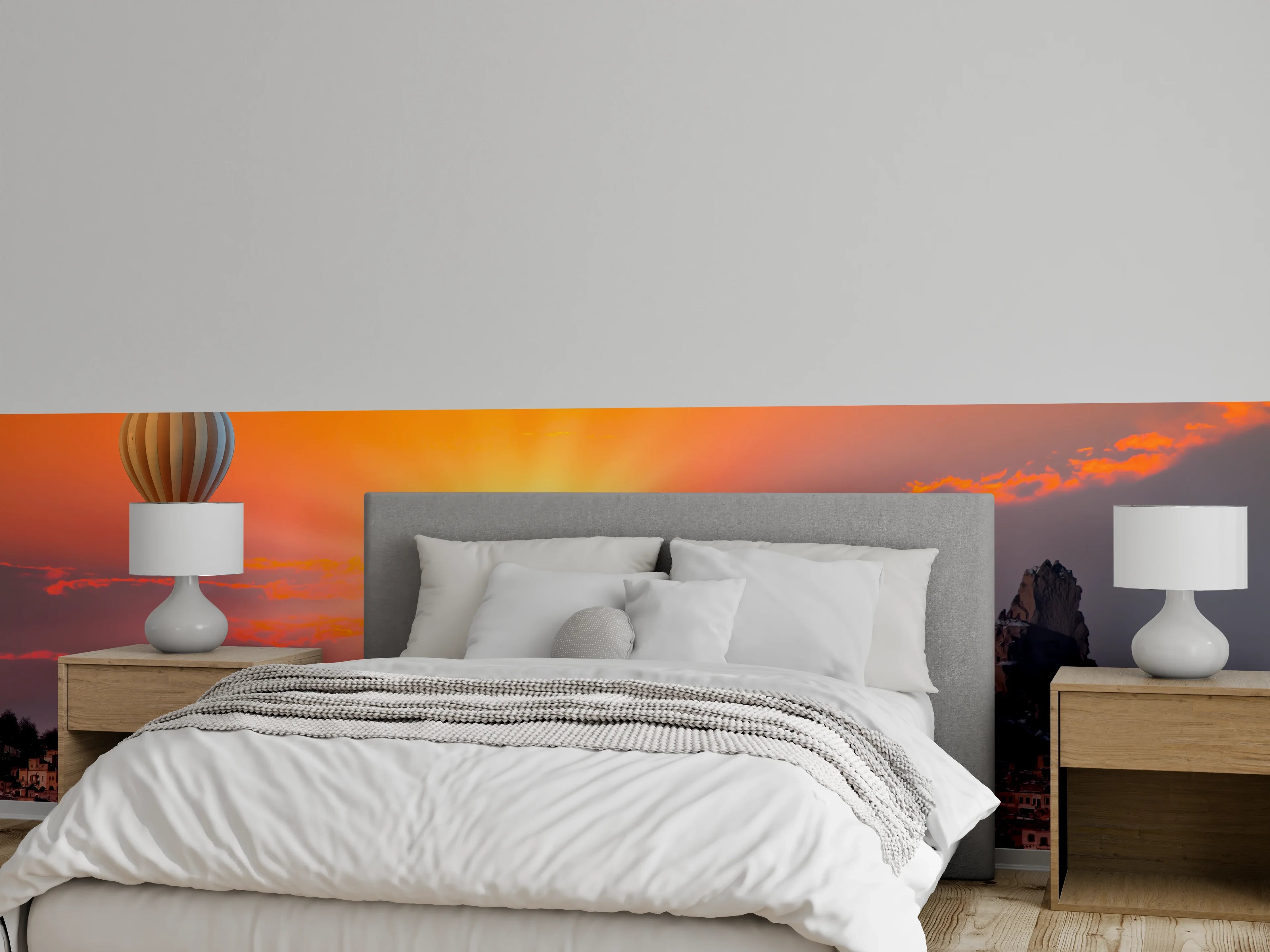 Wandverkleidung Schlafzimmer - Heißluftballon bei Sonnenaufgang über Kappadokien