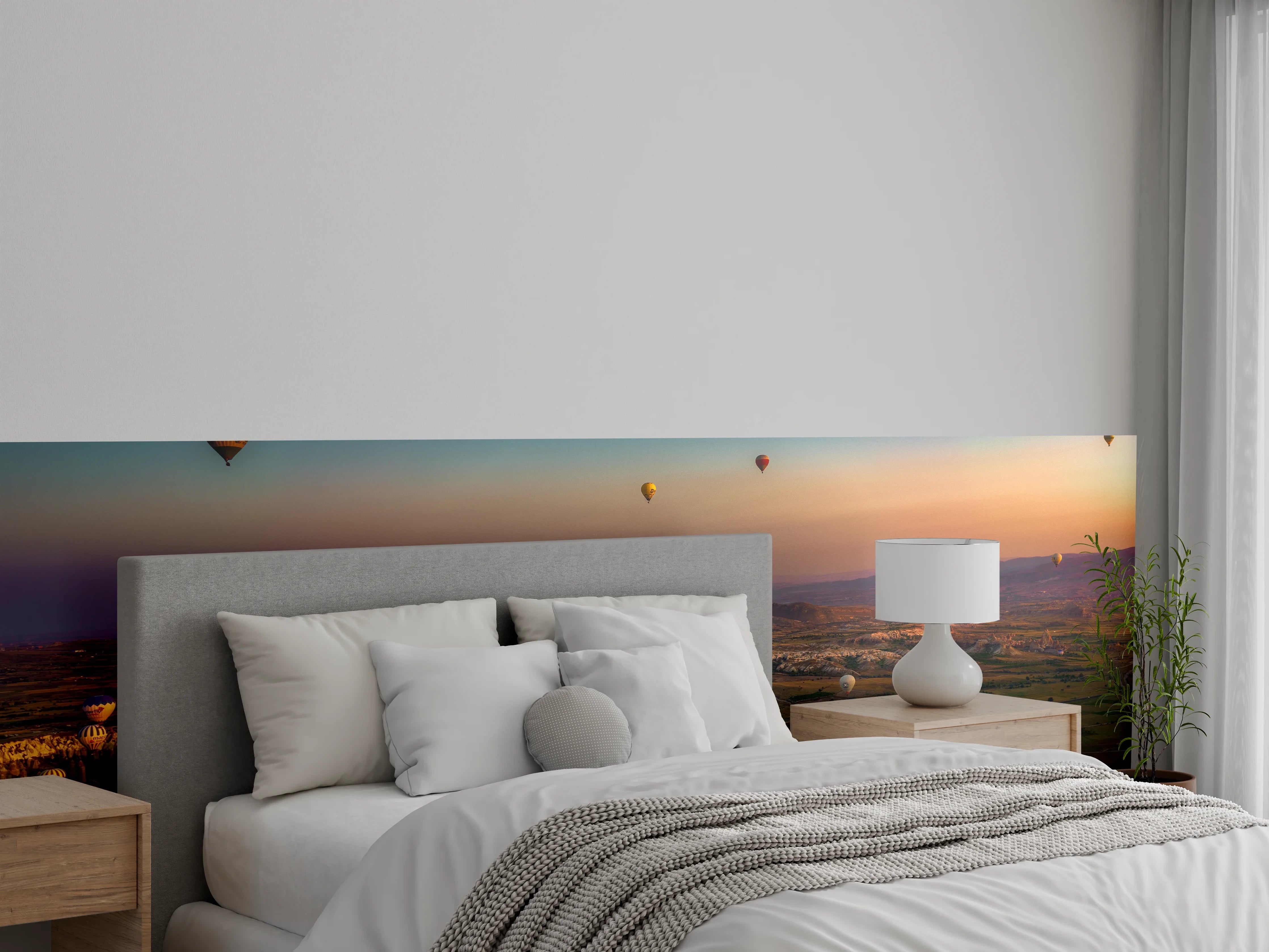 Wandverkleidung Schlafzimmer - Heißluftballons über Kappadokien Landschaft