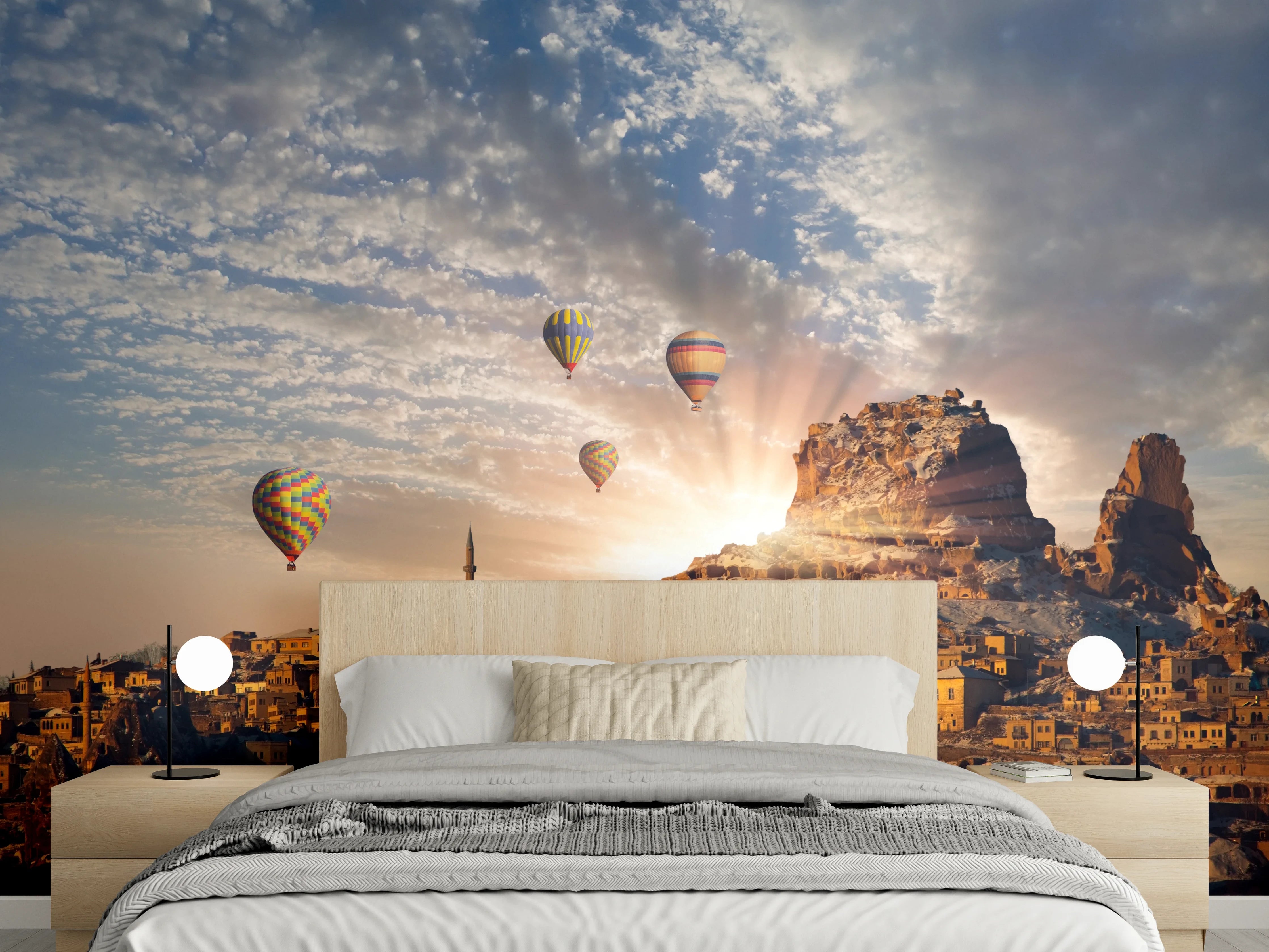 Wandverkleidung Schlafzimmer - Heißluftballons über Kappadokien Sonnenaufgang