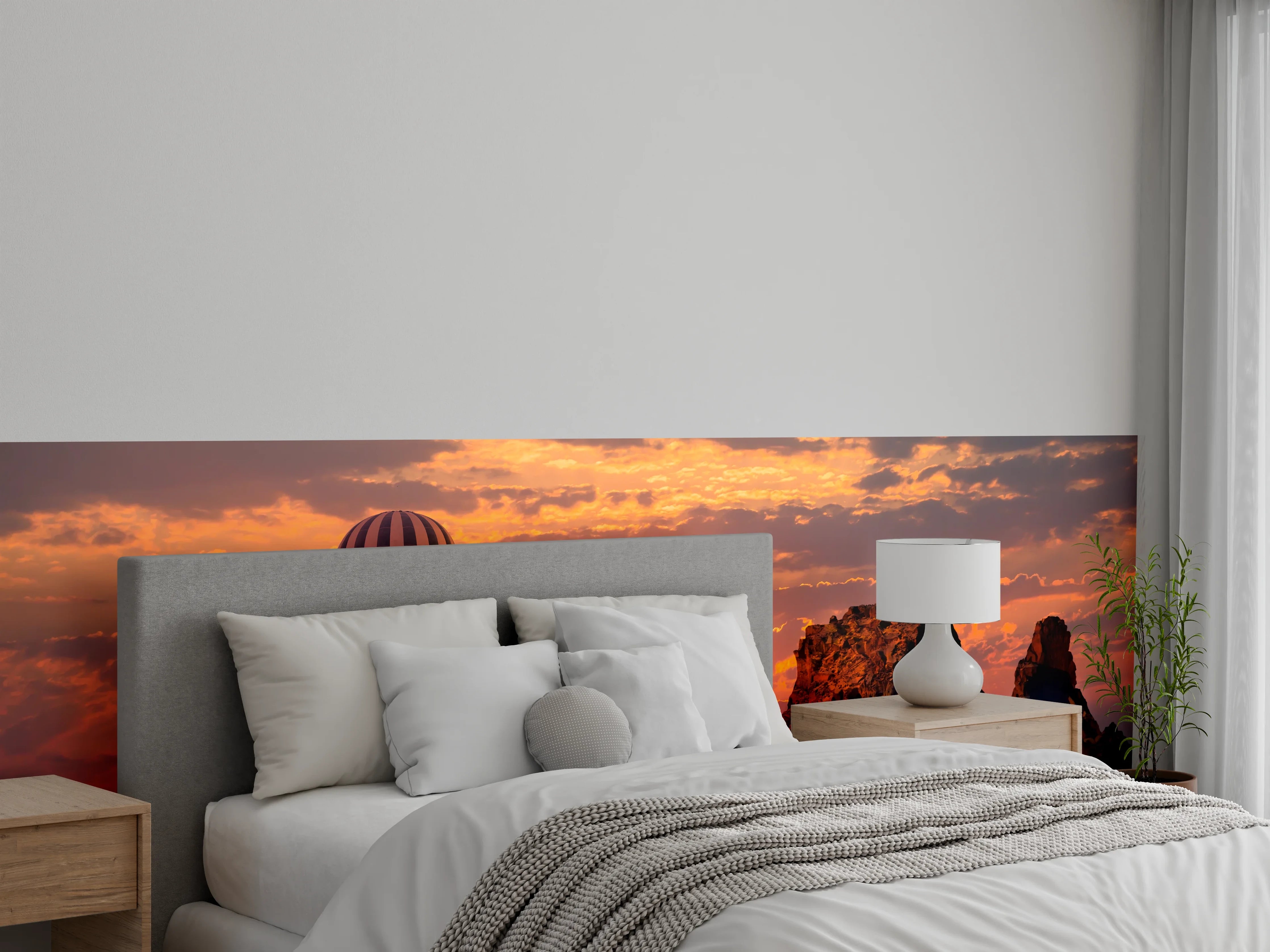 Wandverkleidung Schlafzimmer - Heißluftballons über Kappadokien bei Sonnenuntergang