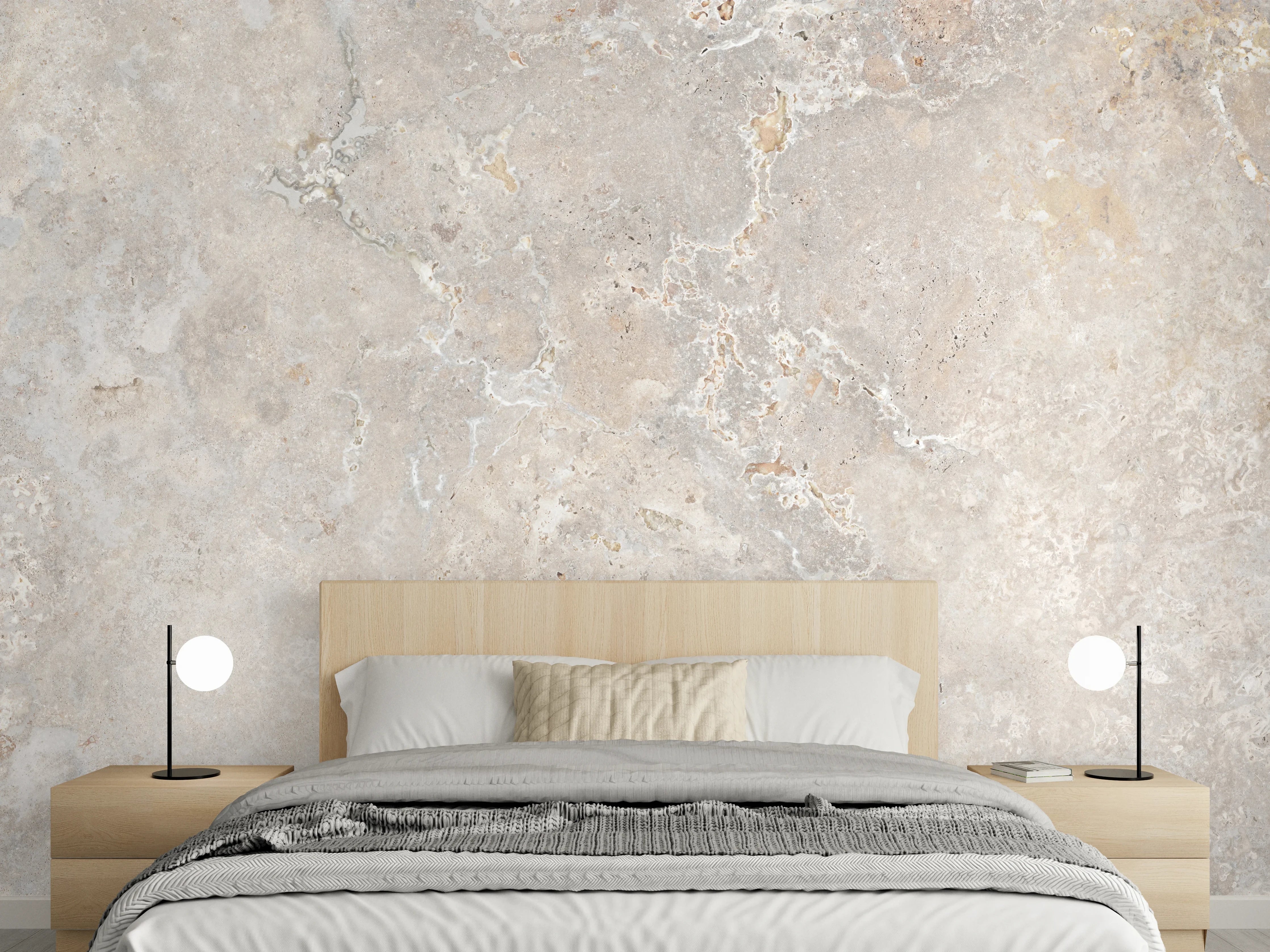 Wandverkleidung Schlafzimmer - Hell bräunliche edle Marmortextur