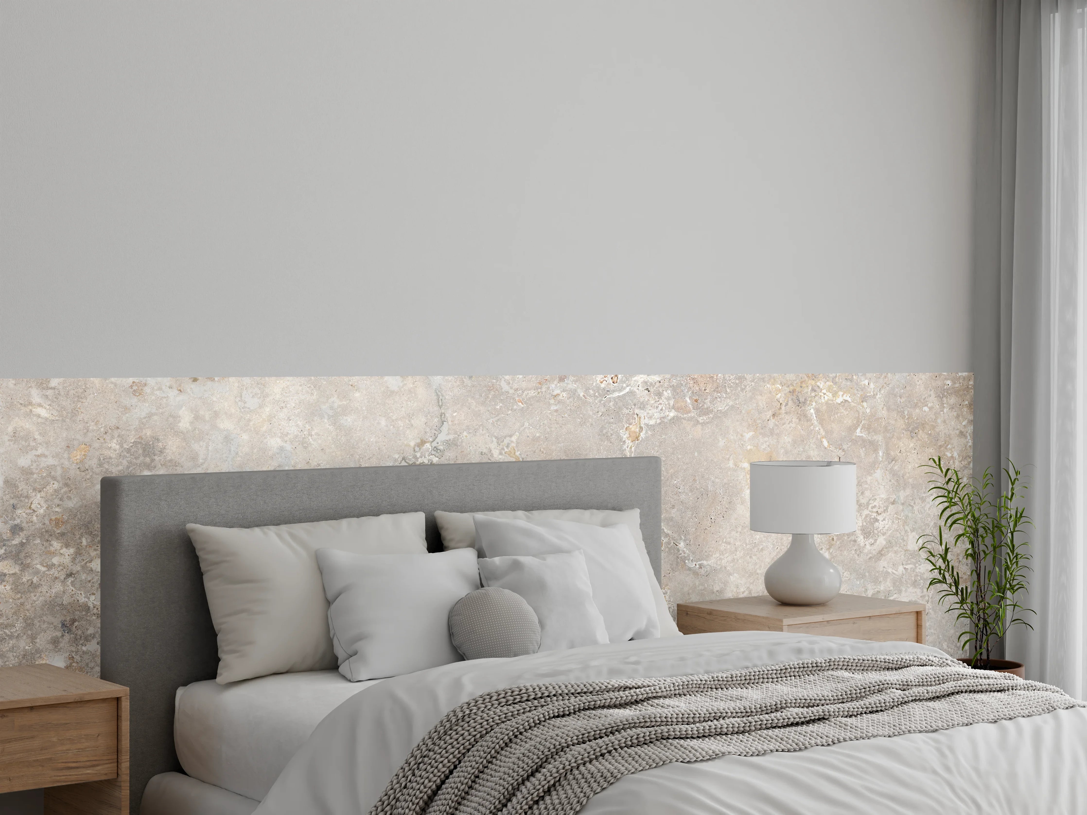 Wandverkleidung Schlafzimmer - Hell bräunliche edle Marmortextur