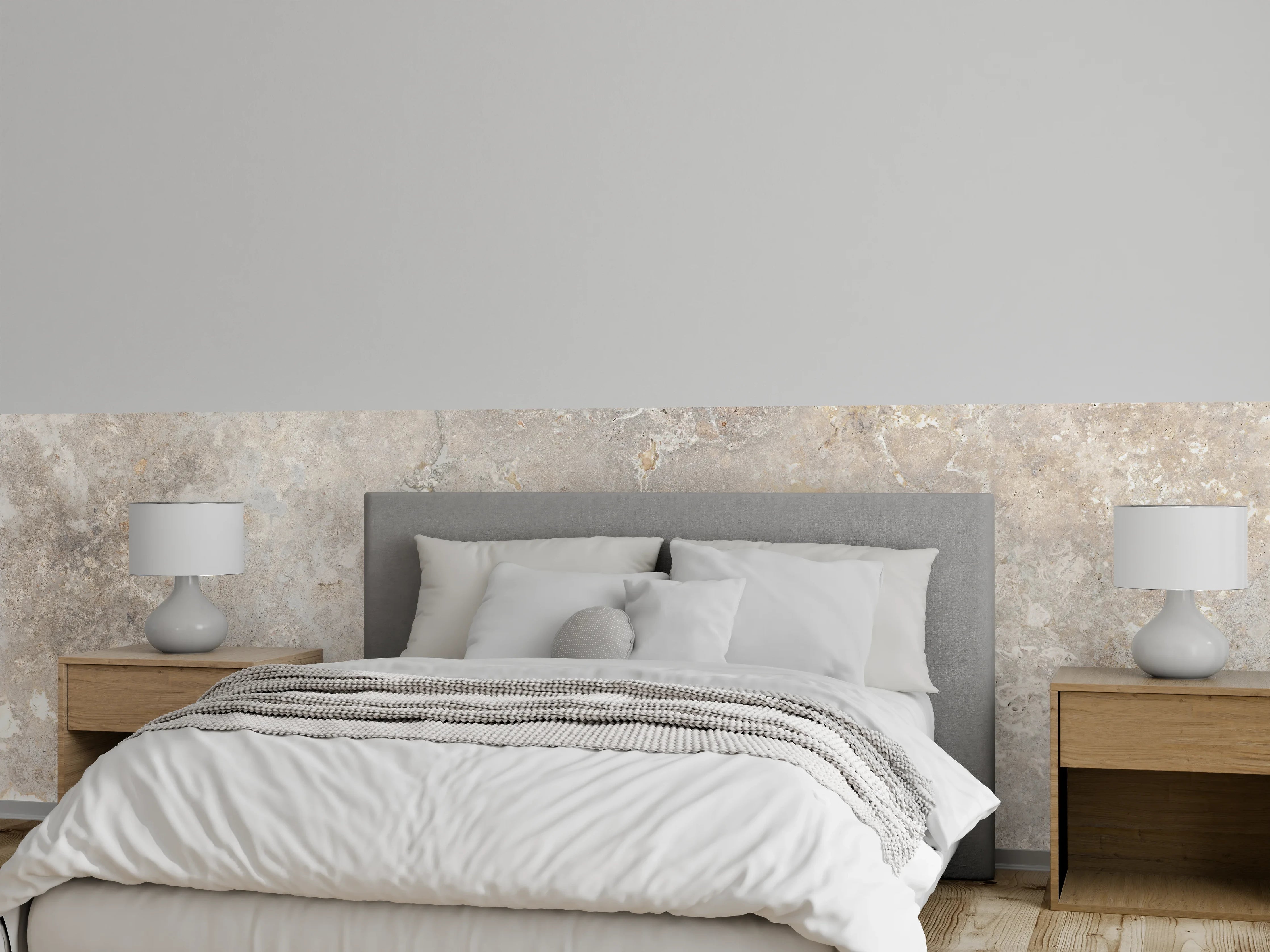 Wandverkleidung Schlafzimmer - Hell bräunliche edle Marmortextur