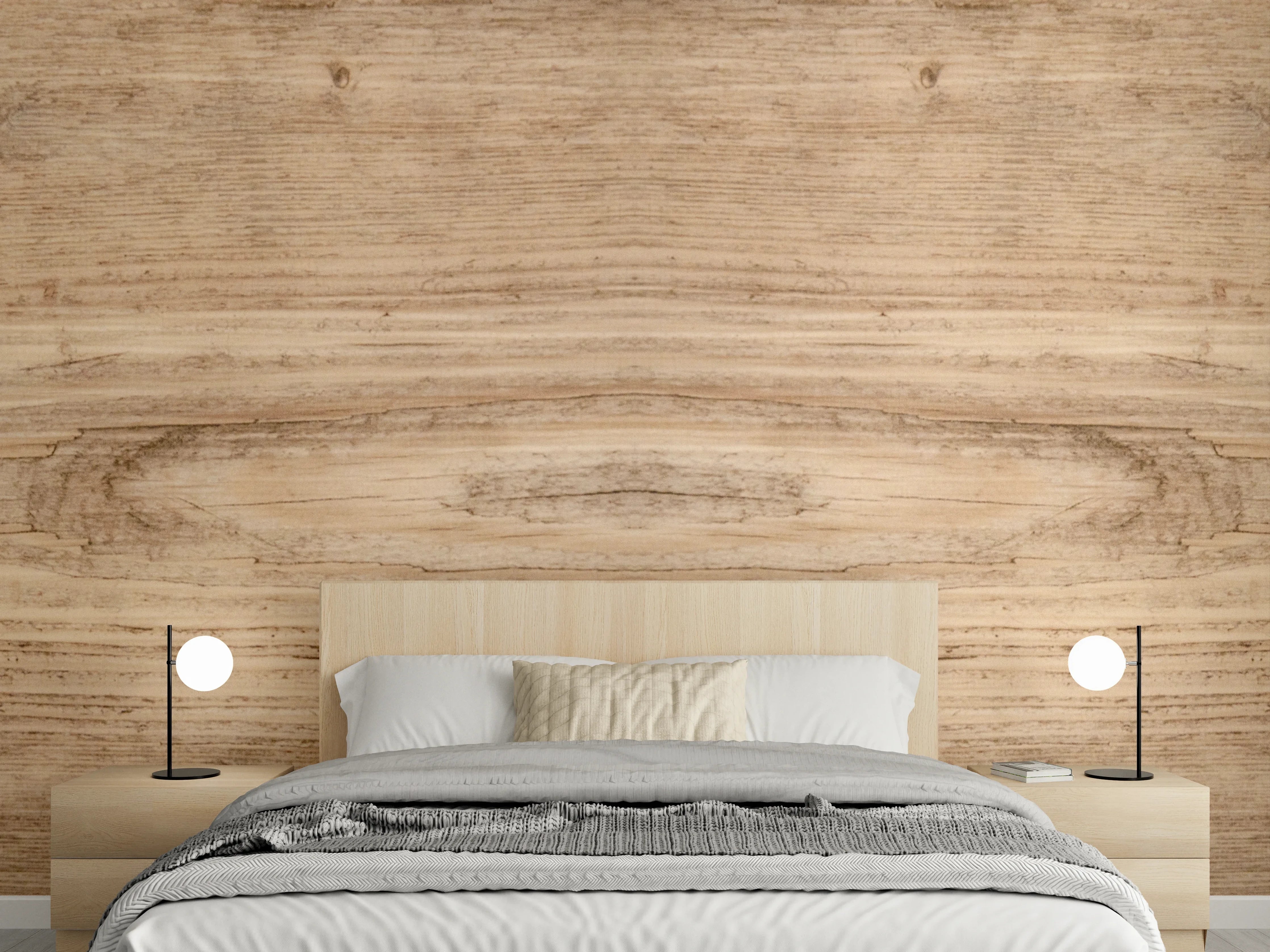 Wandverkleidung Schlafzimmer - Hell-rustikale Holzplatte