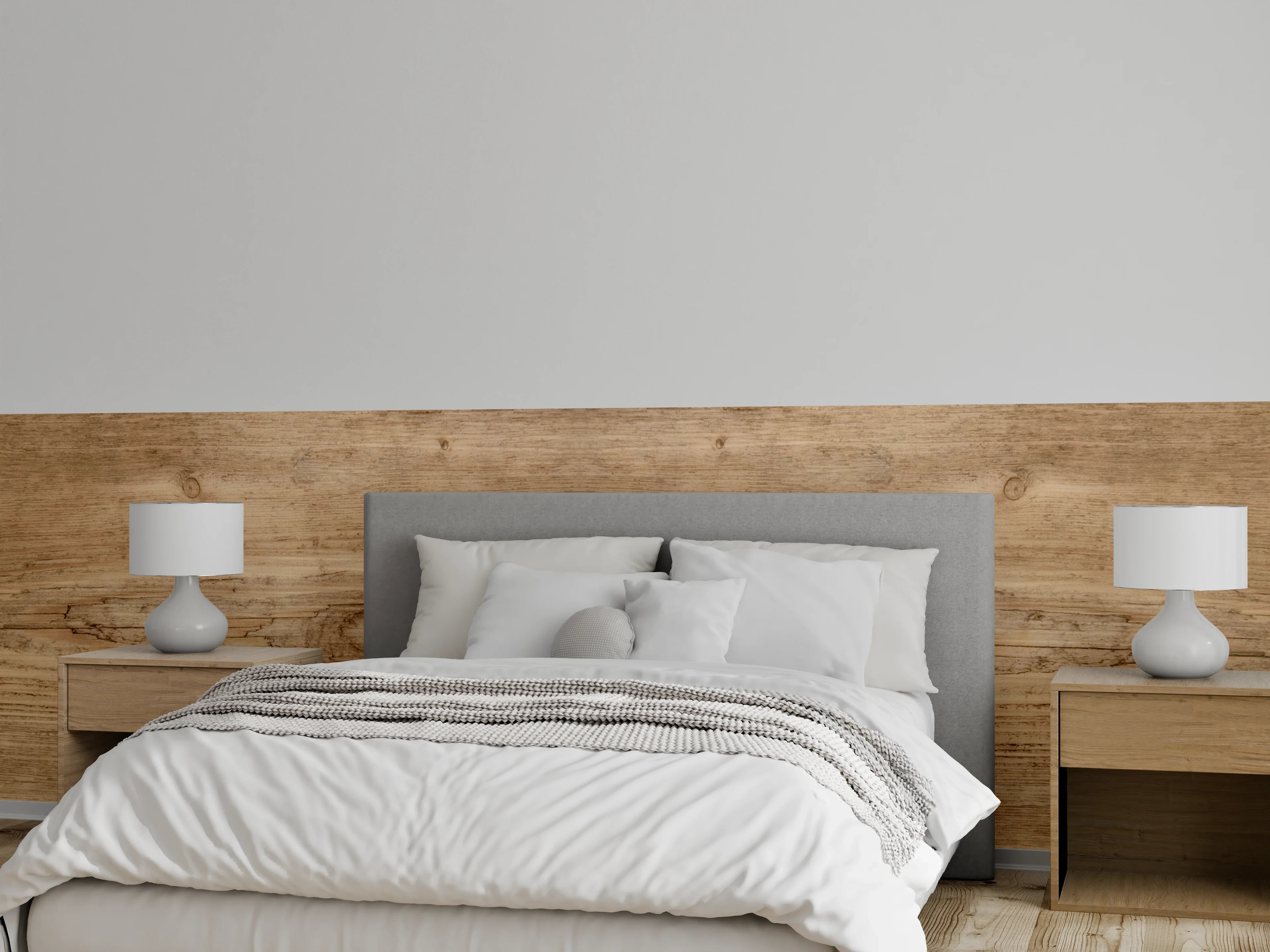 Wandverkleidung Schlafzimmer - Hell-rustikale Holzplatte