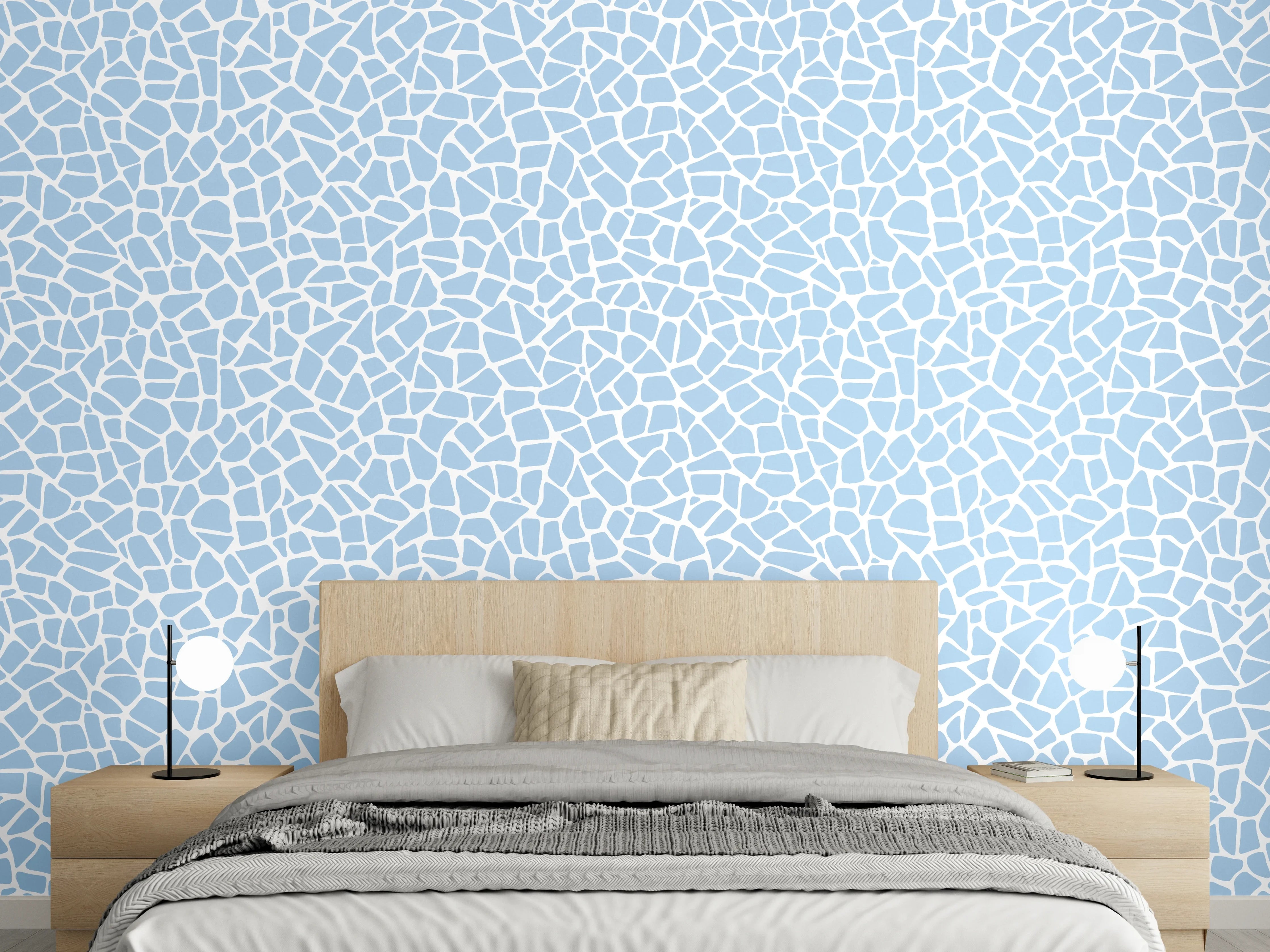 Wandverkleidung Schlafzimmer - Hellblaues Mosaikmuster für modernes Design