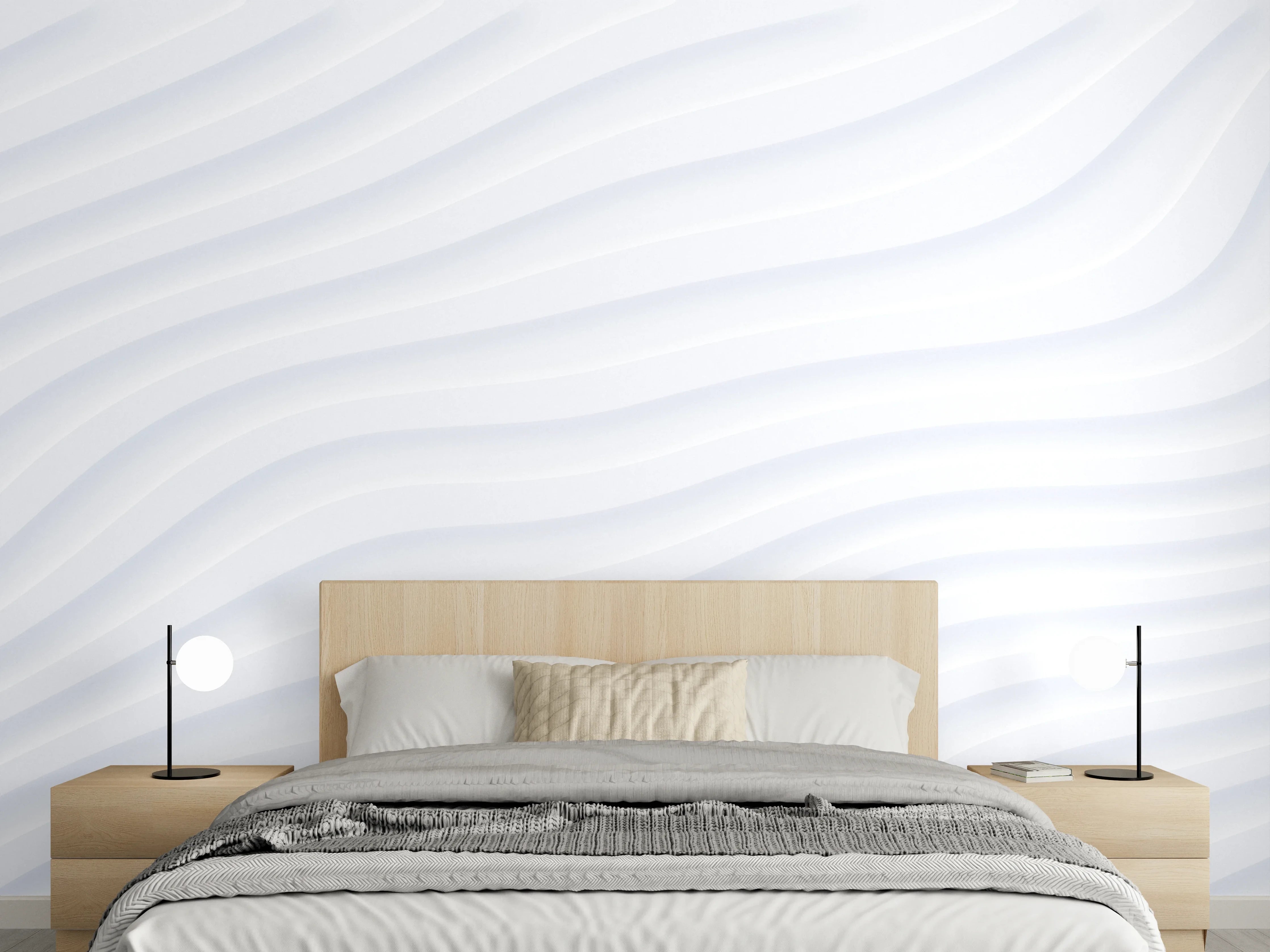 Wandverkleidung Schlafzimmer - Helle Grauton-Struktur