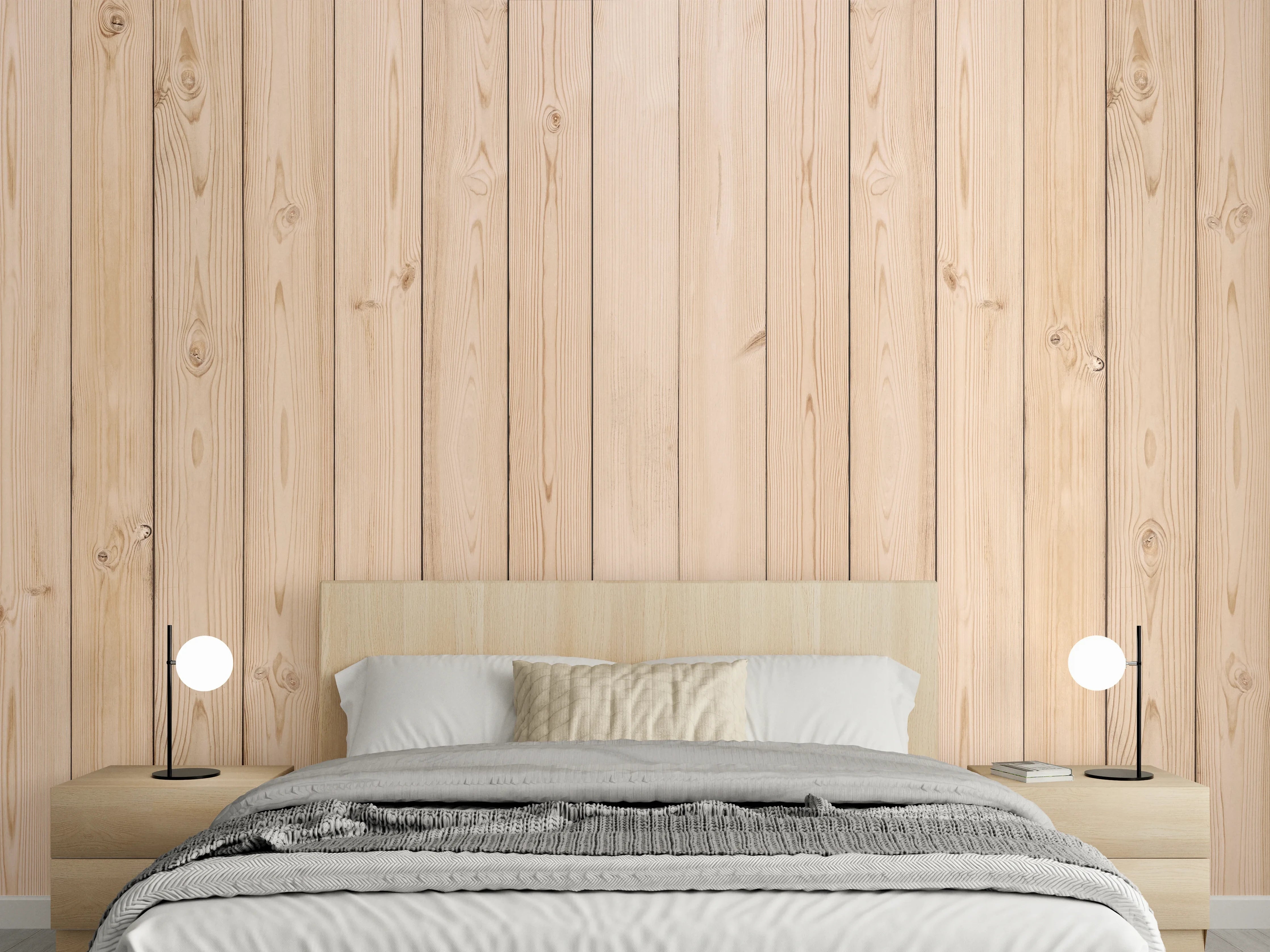 Wandverkleidung Schlafzimmer - Helle Holzplanken 