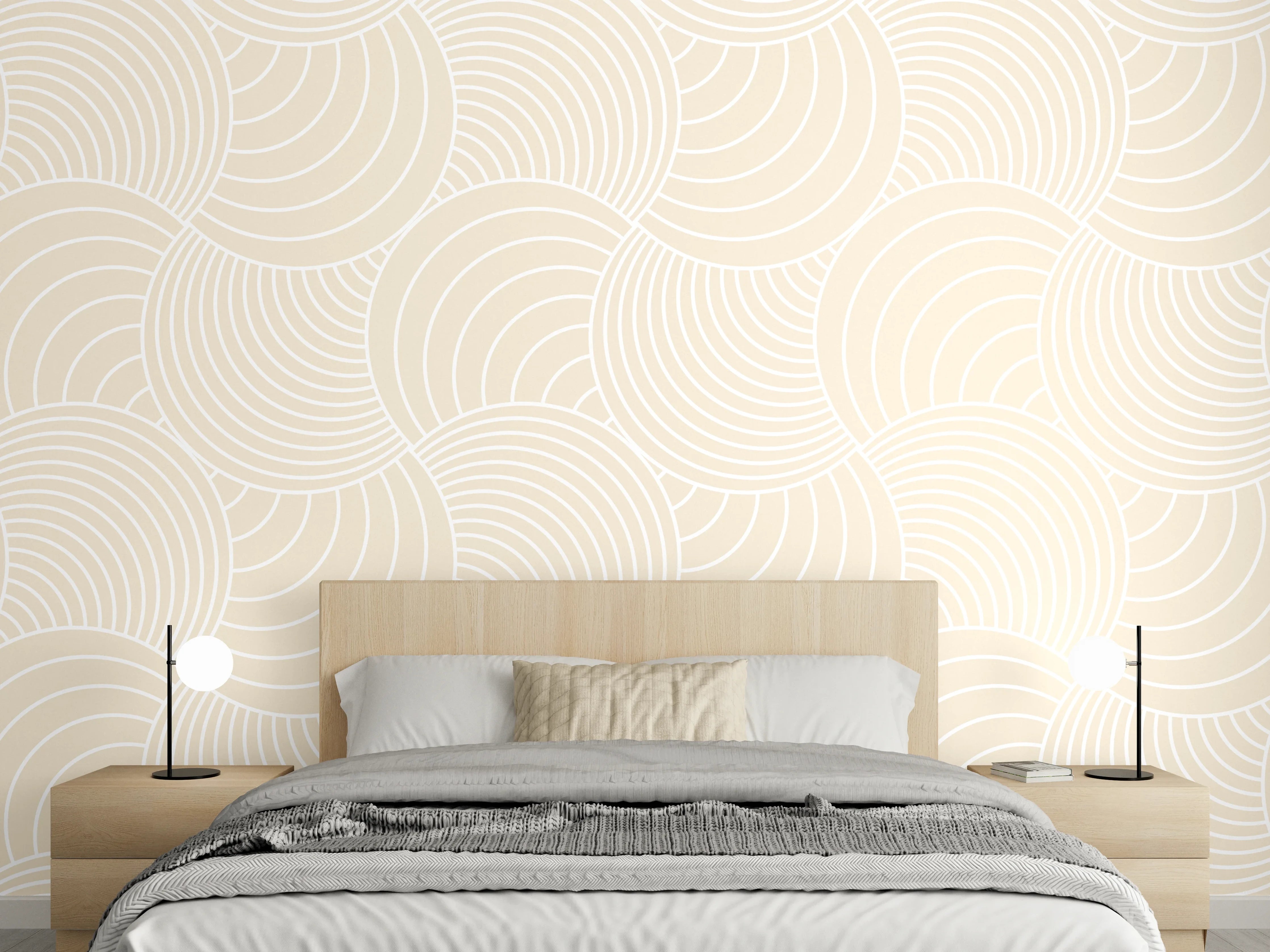 Wandverkleidung Schlafzimmer - Helle Marmortextur mit sanften Linien