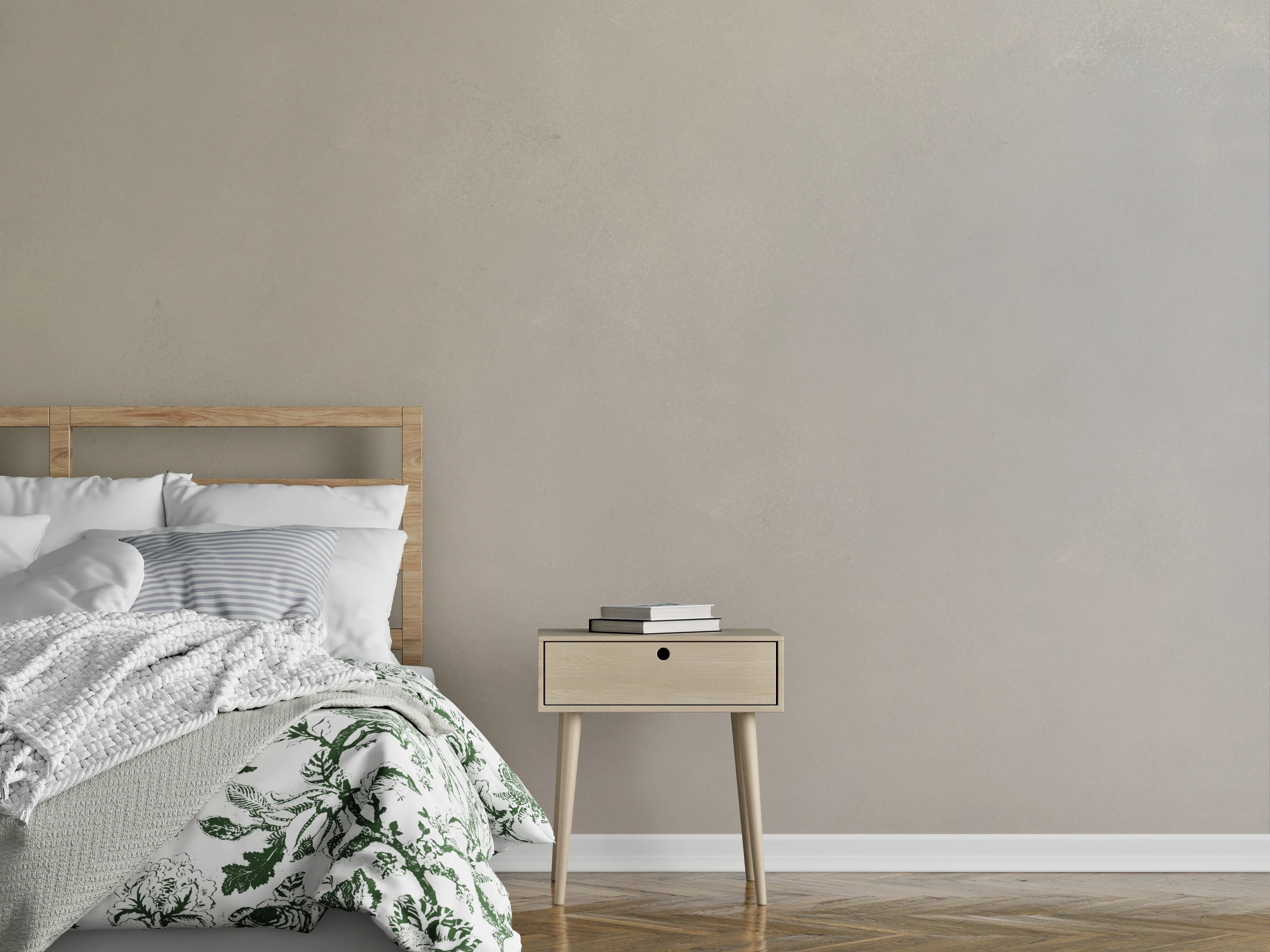 Wandverkleidung Schlafzimmer - Helle Wandgestaltung mit Weiß und Grau
