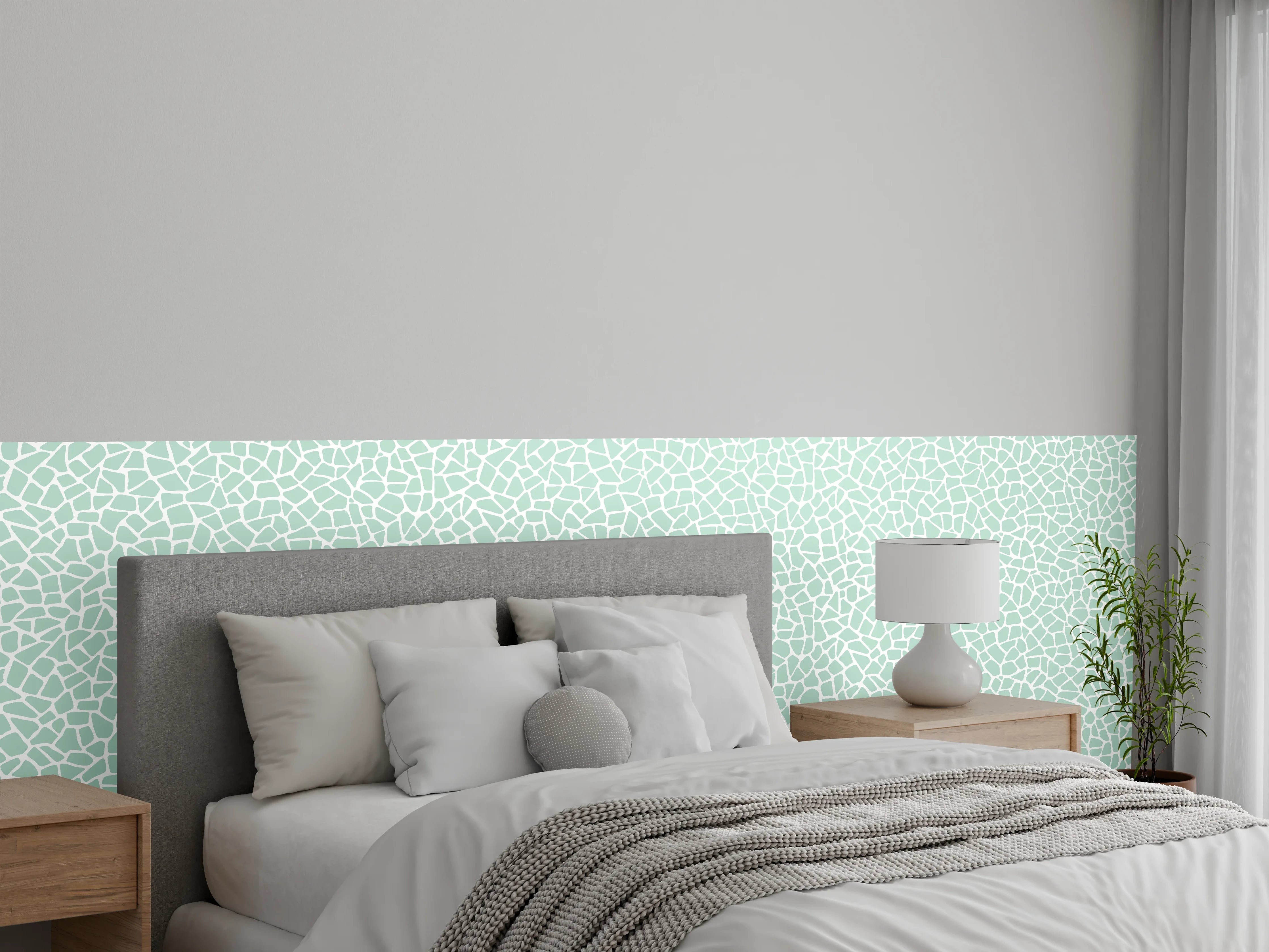 Wandverkleidung Schlafzimmer - Helle, texturierte Wand mit feinen Rissen