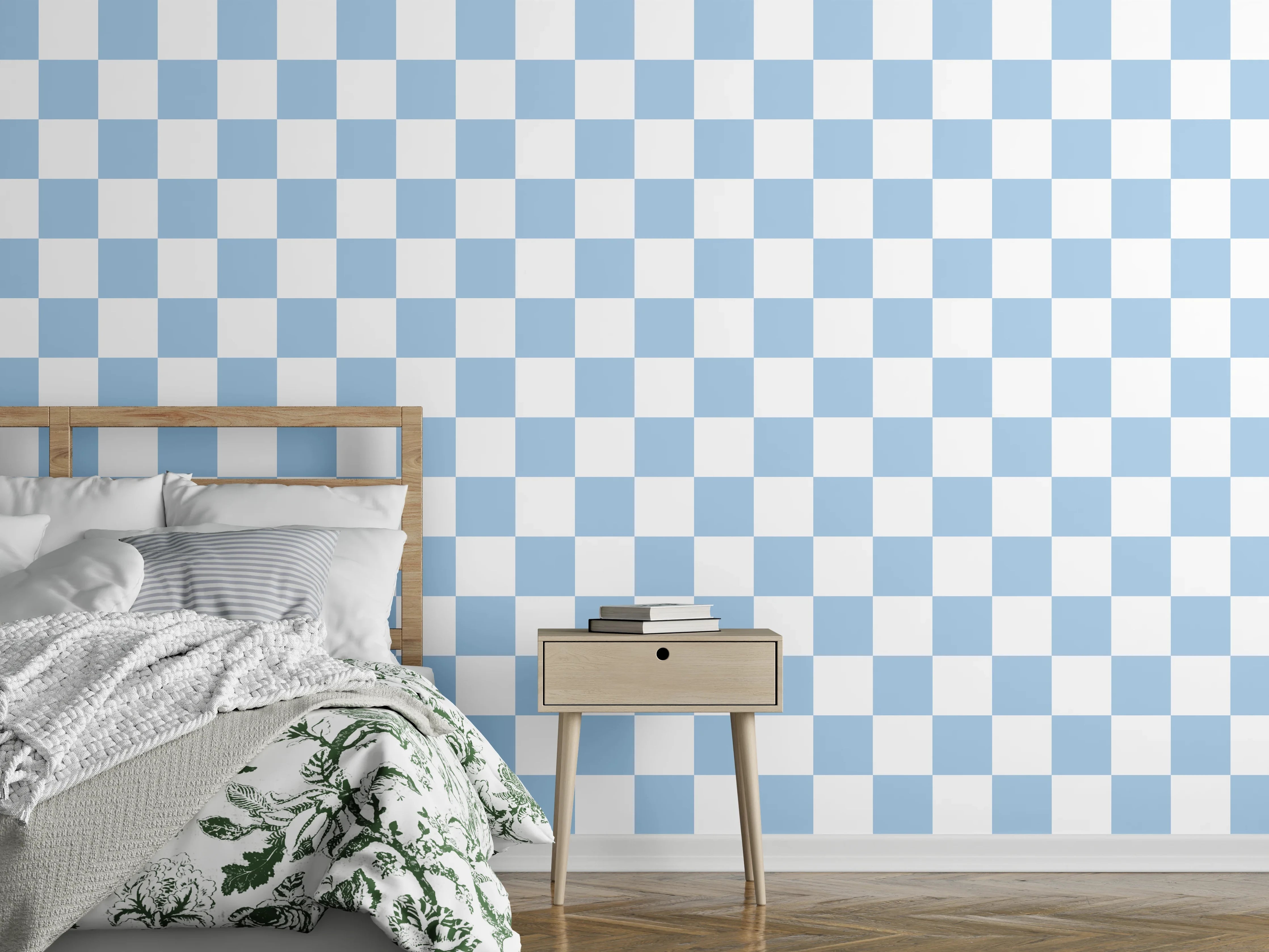 Wandverkleidung Schlafzimmer - Heller Himmel über grünen Wäldern