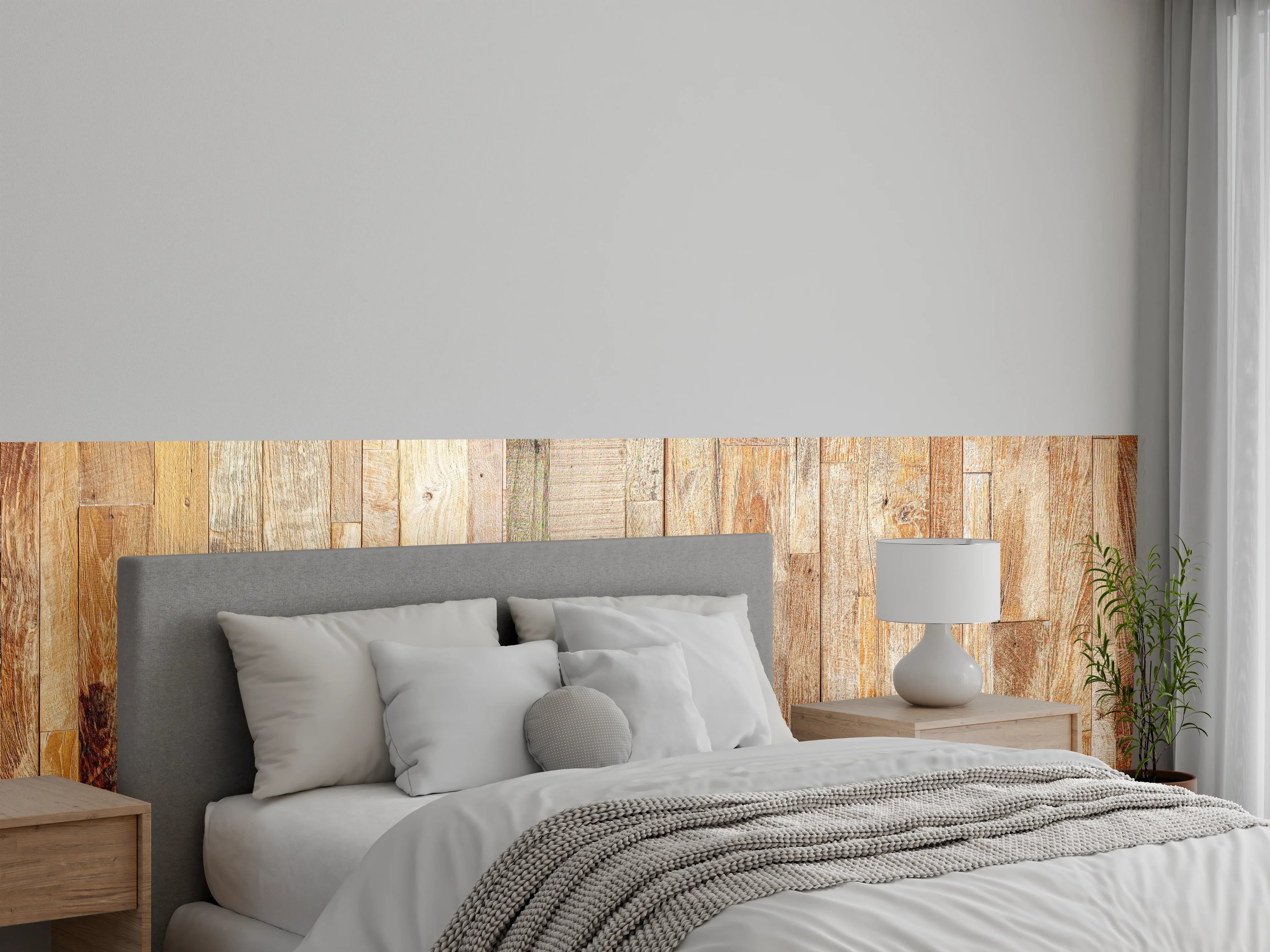 Wandverkleidung Schlafzimmer - Heller Holzhintergrund