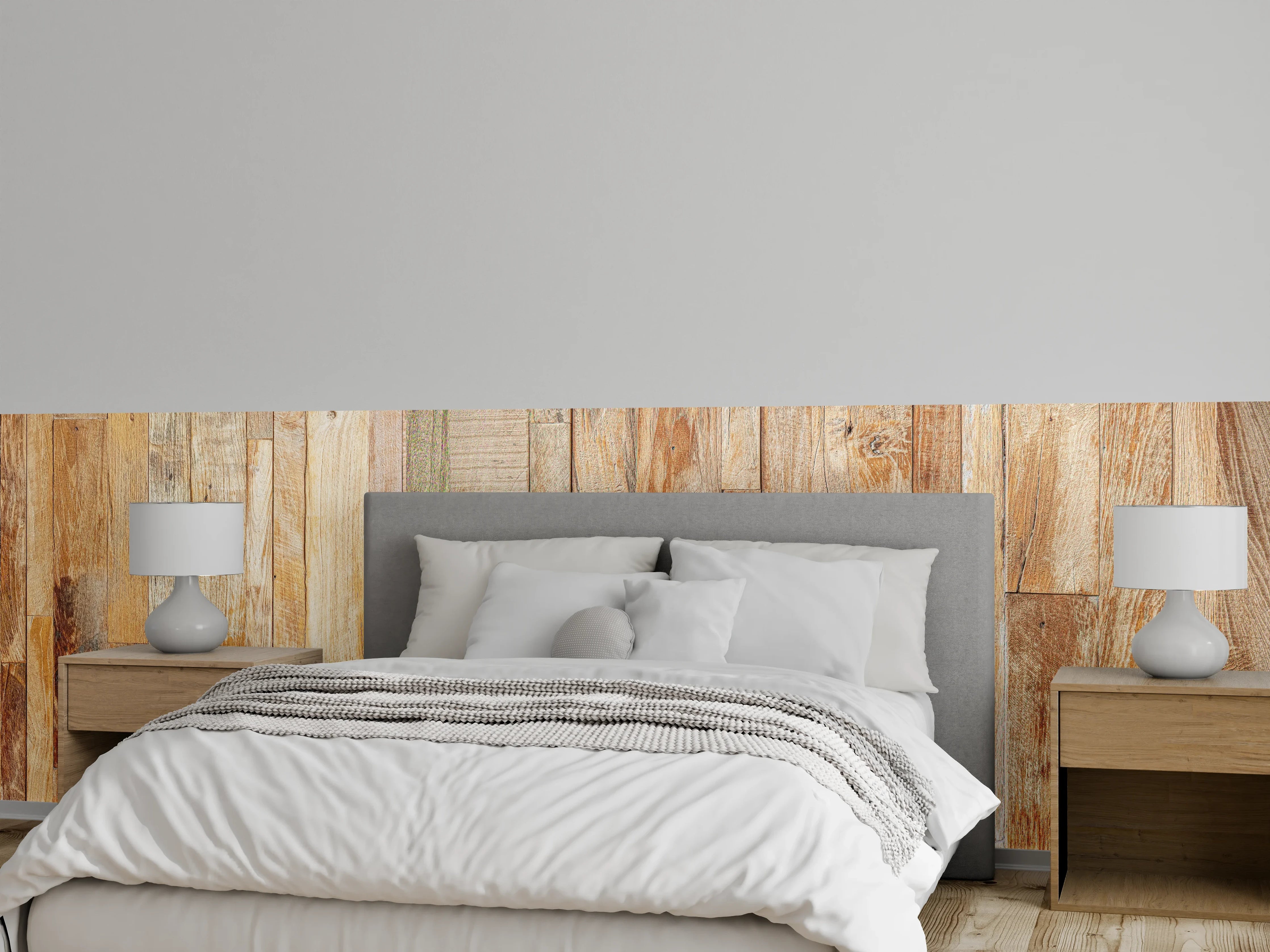Wandverkleidung Schlafzimmer - Heller Holzhintergrund