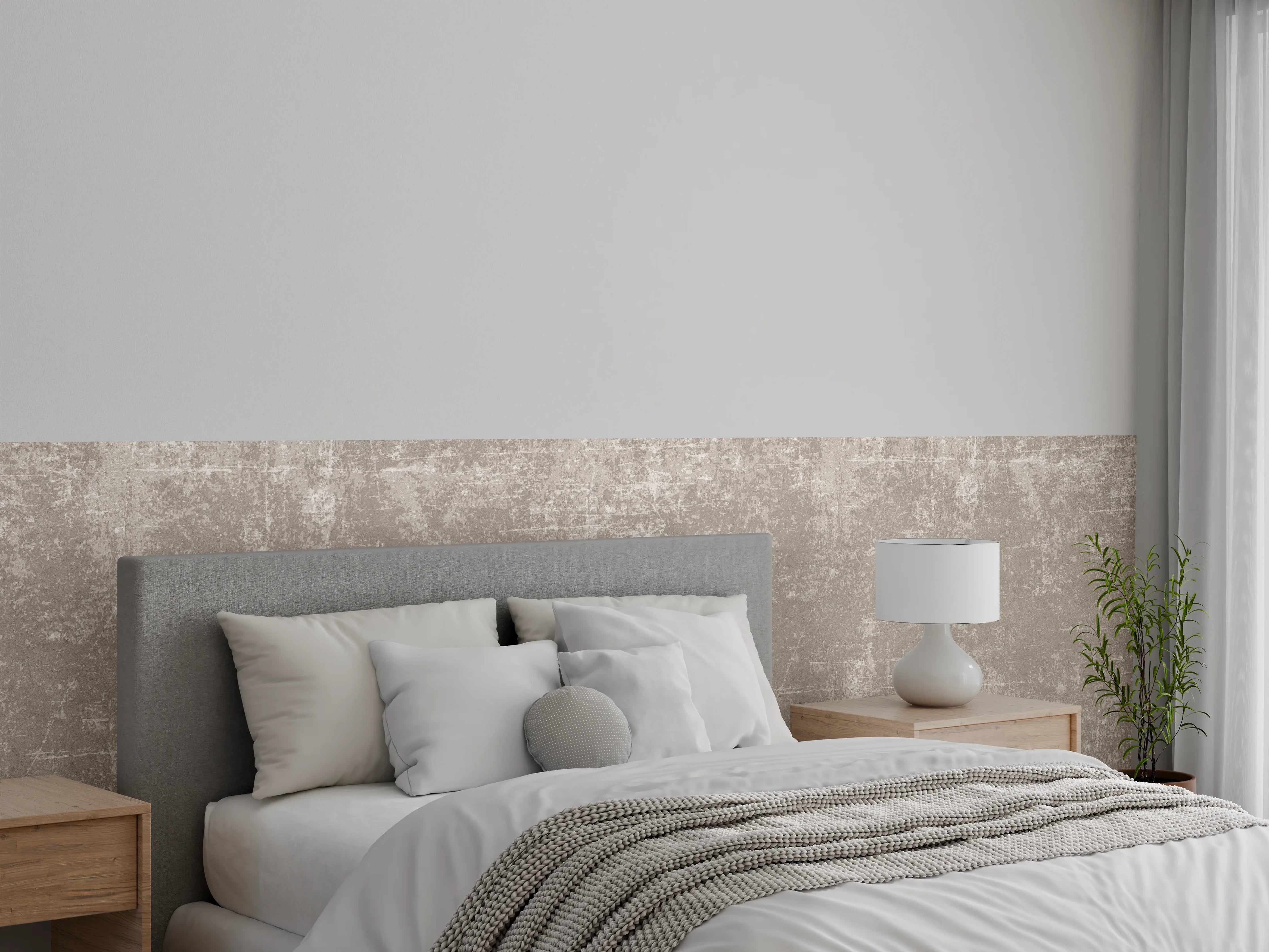 Wandverkleidung Schlafzimmer - Heller Zementhintergrund