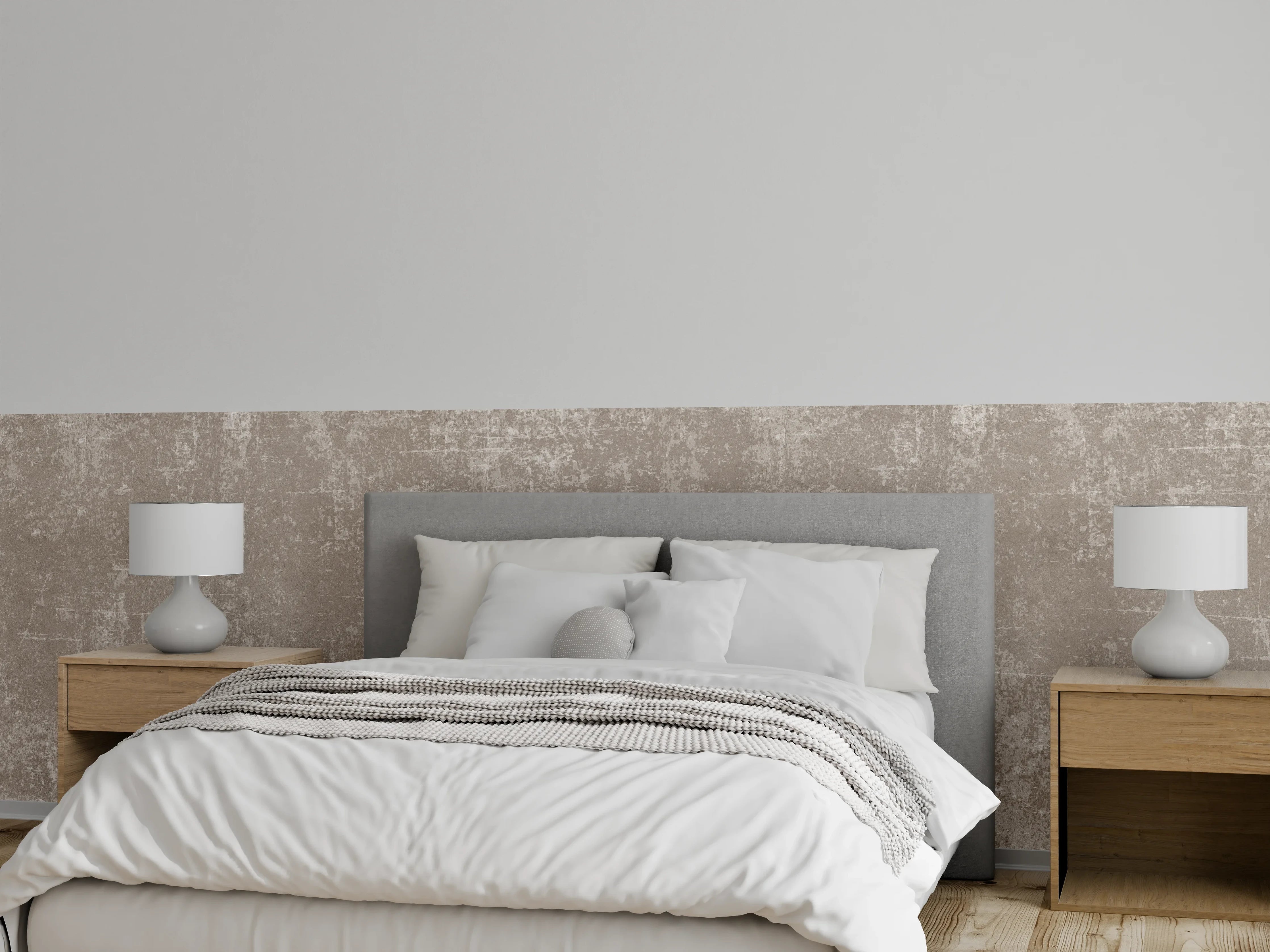 Wandverkleidung Schlafzimmer - Heller Zementhintergrund