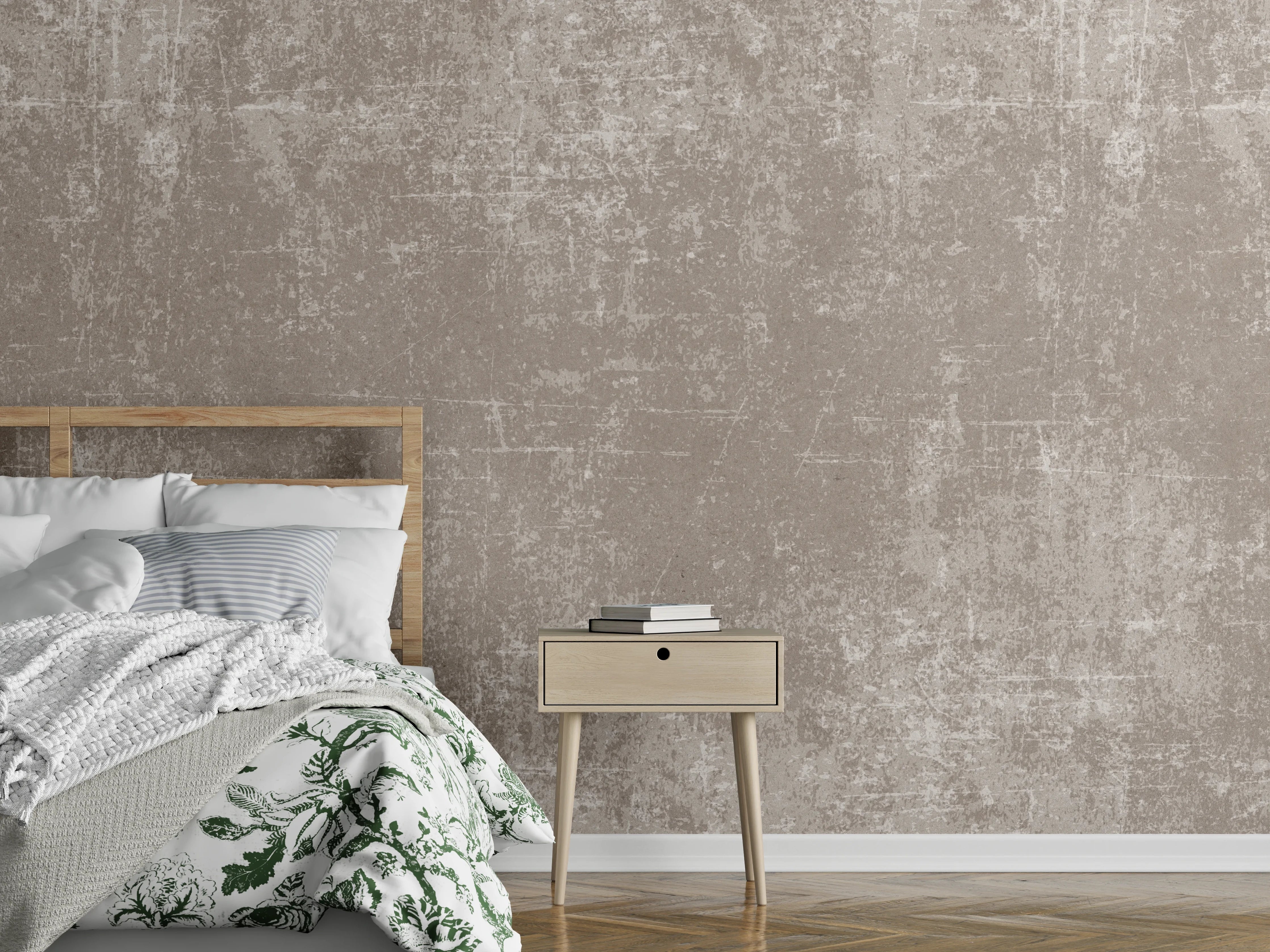 Wandverkleidung Schlafzimmer - Heller Zementhintergrund