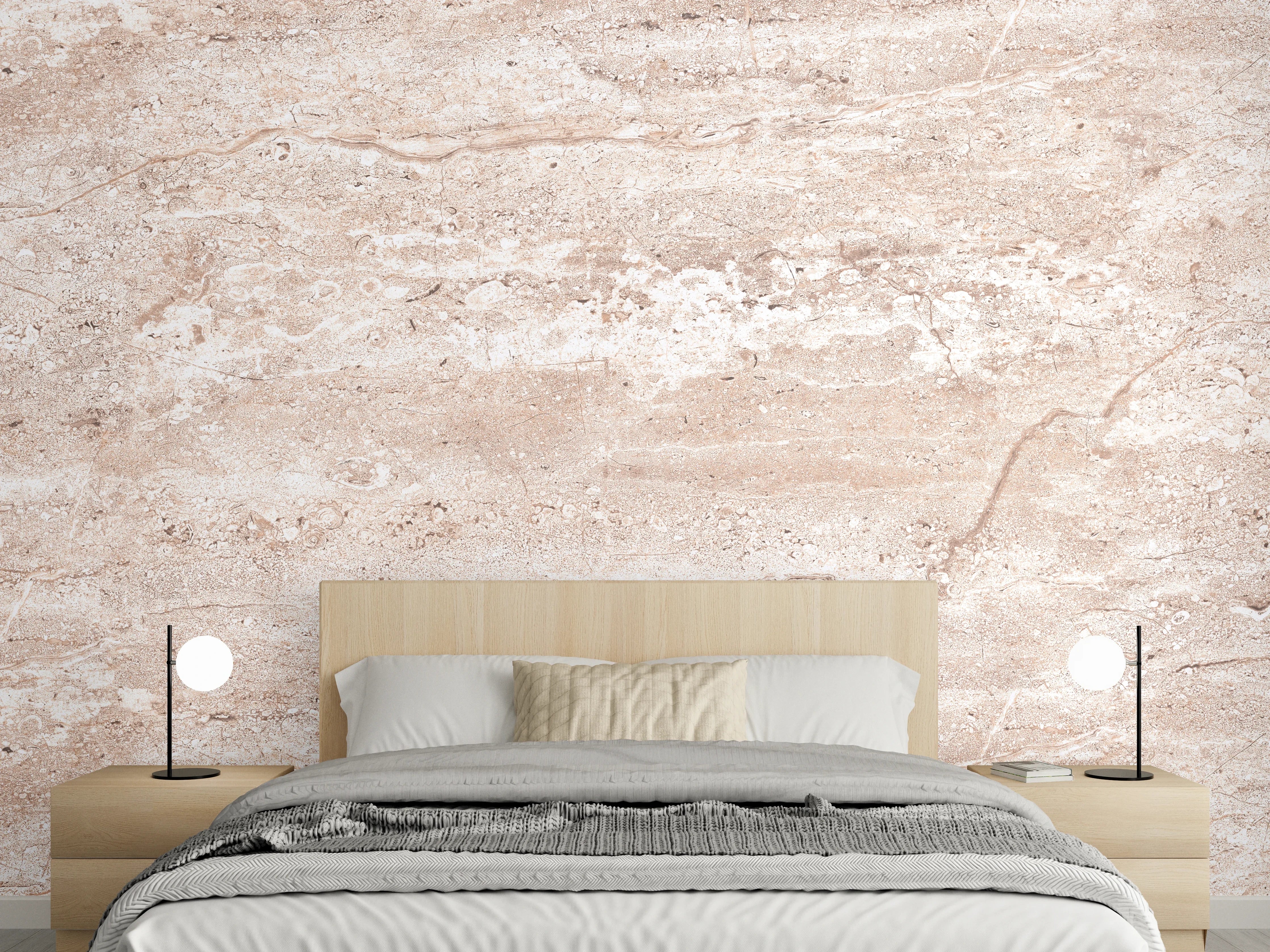 Wandverkleidung Schlafzimmer - Heller rostiger Marmor