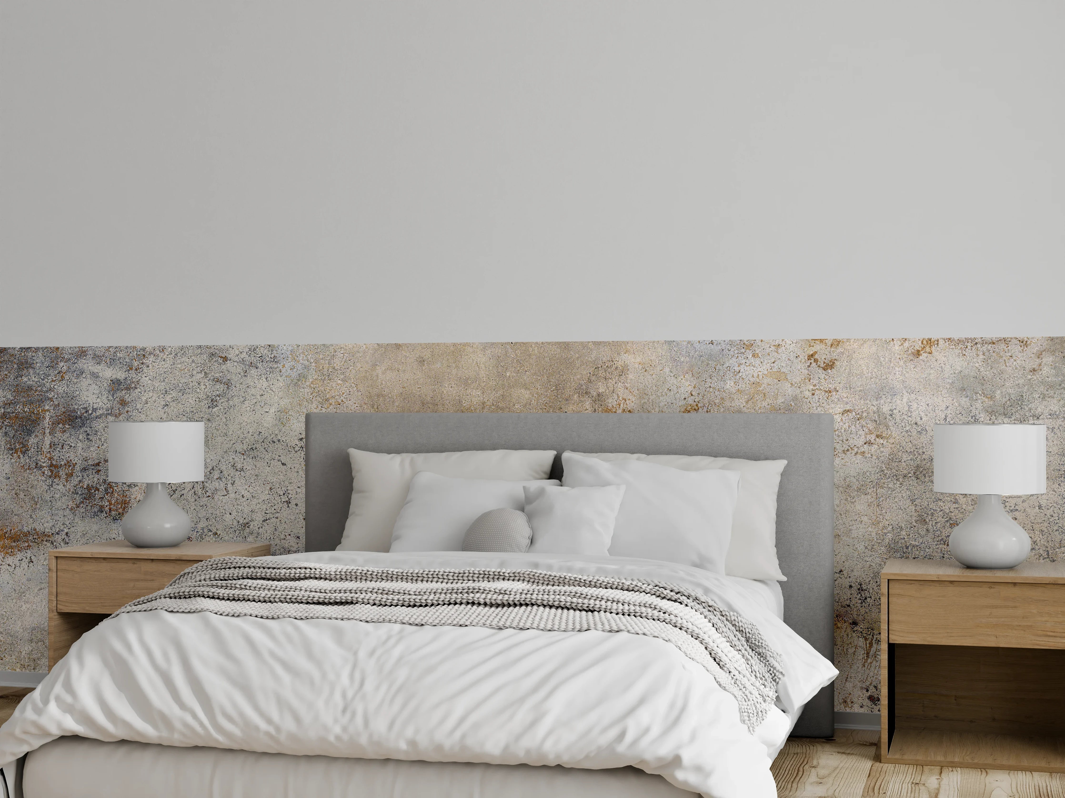 Wandverkleidung Schlafzimmer - Helles Grau mit Struktur