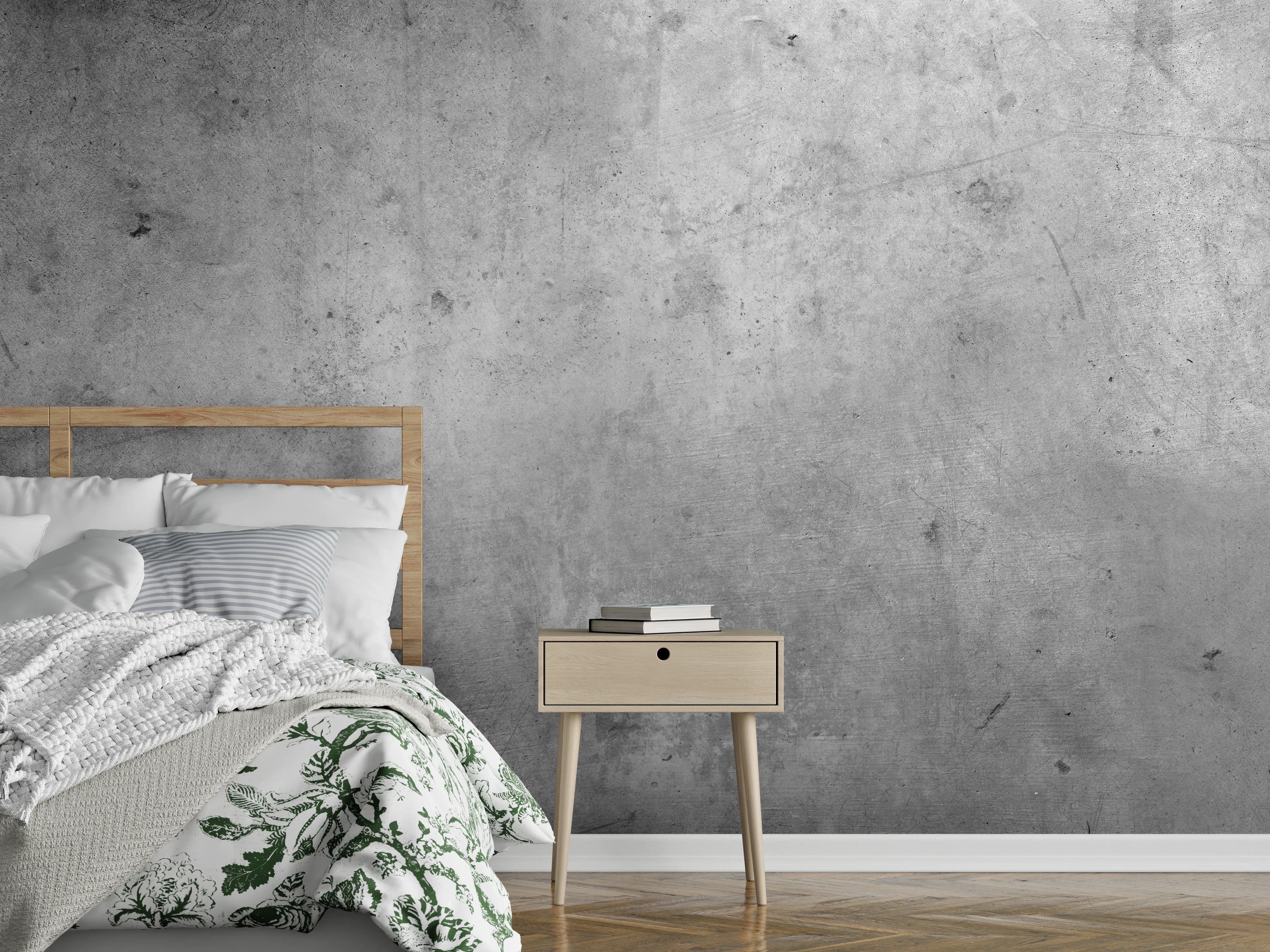 Wandverkleidung Schlafzimmer - Helles Grau mit Weißakzenten
