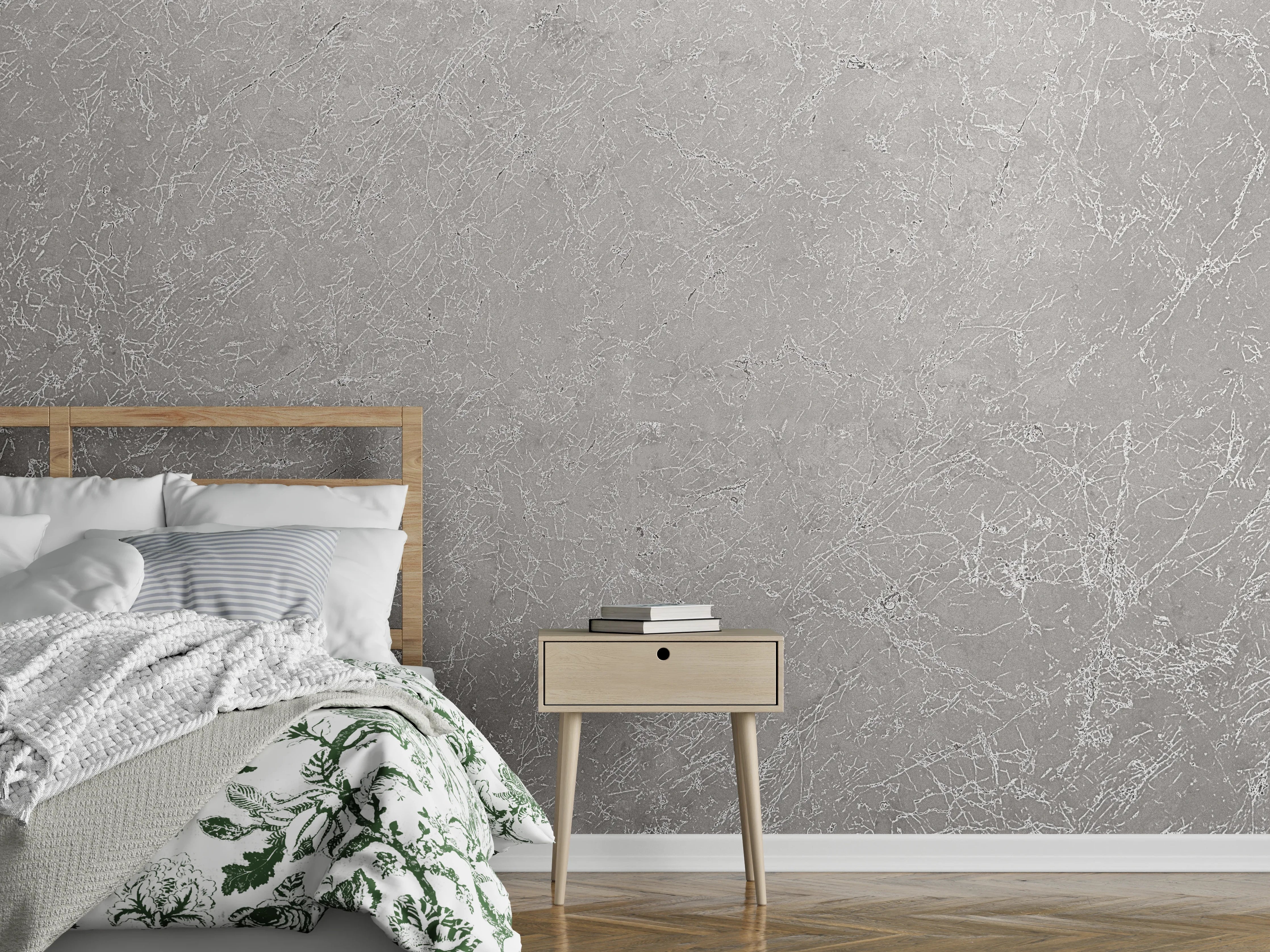Wandverkleidung Schlafzimmer - Helles Grau mit weißen Akzenten