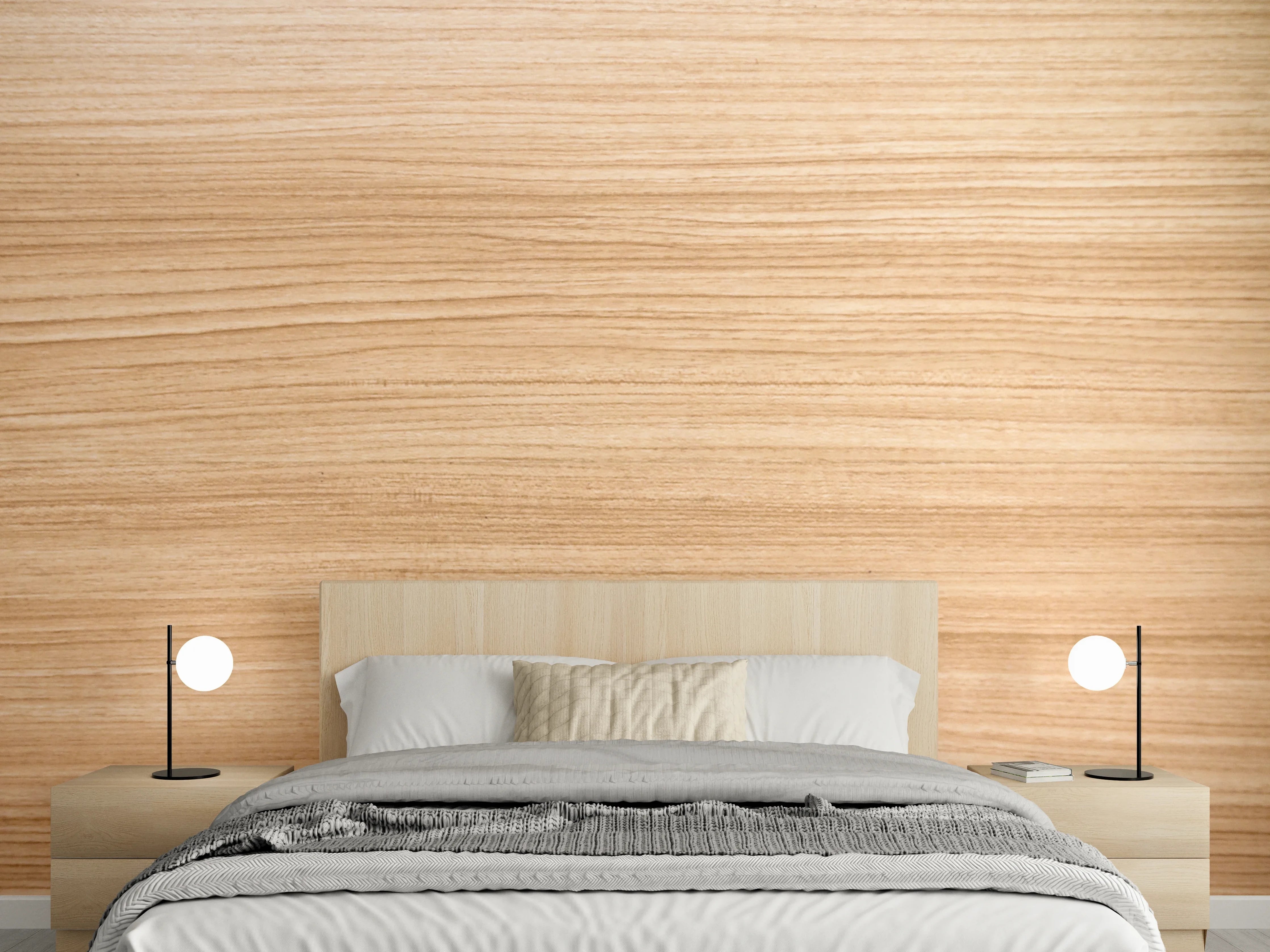 Wandverkleidung Schlafzimmer - Helles Holzdekor mit feiner Maserung