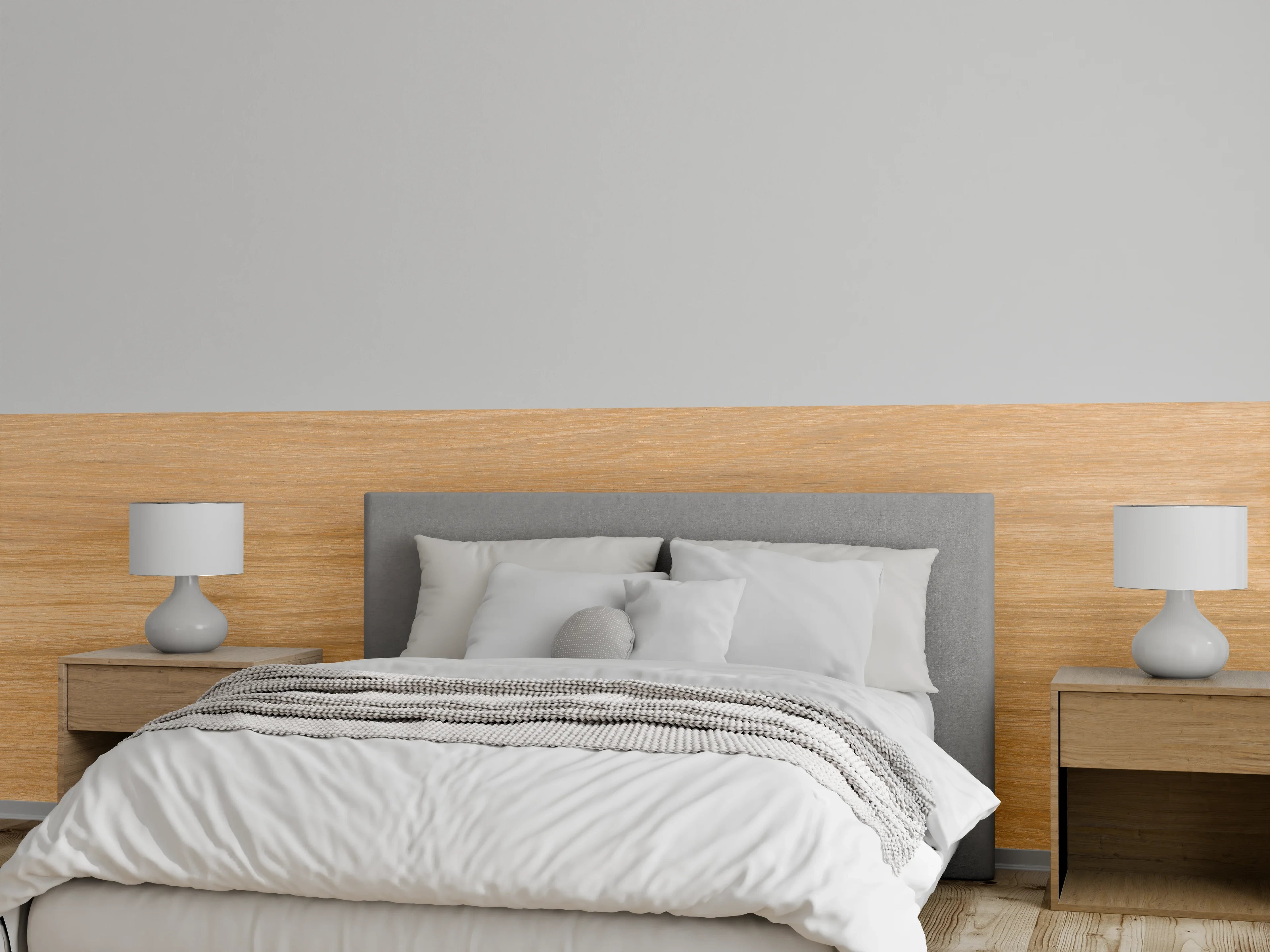 Wandverkleidung Schlafzimmer - Helles, natürliches Holz-Design